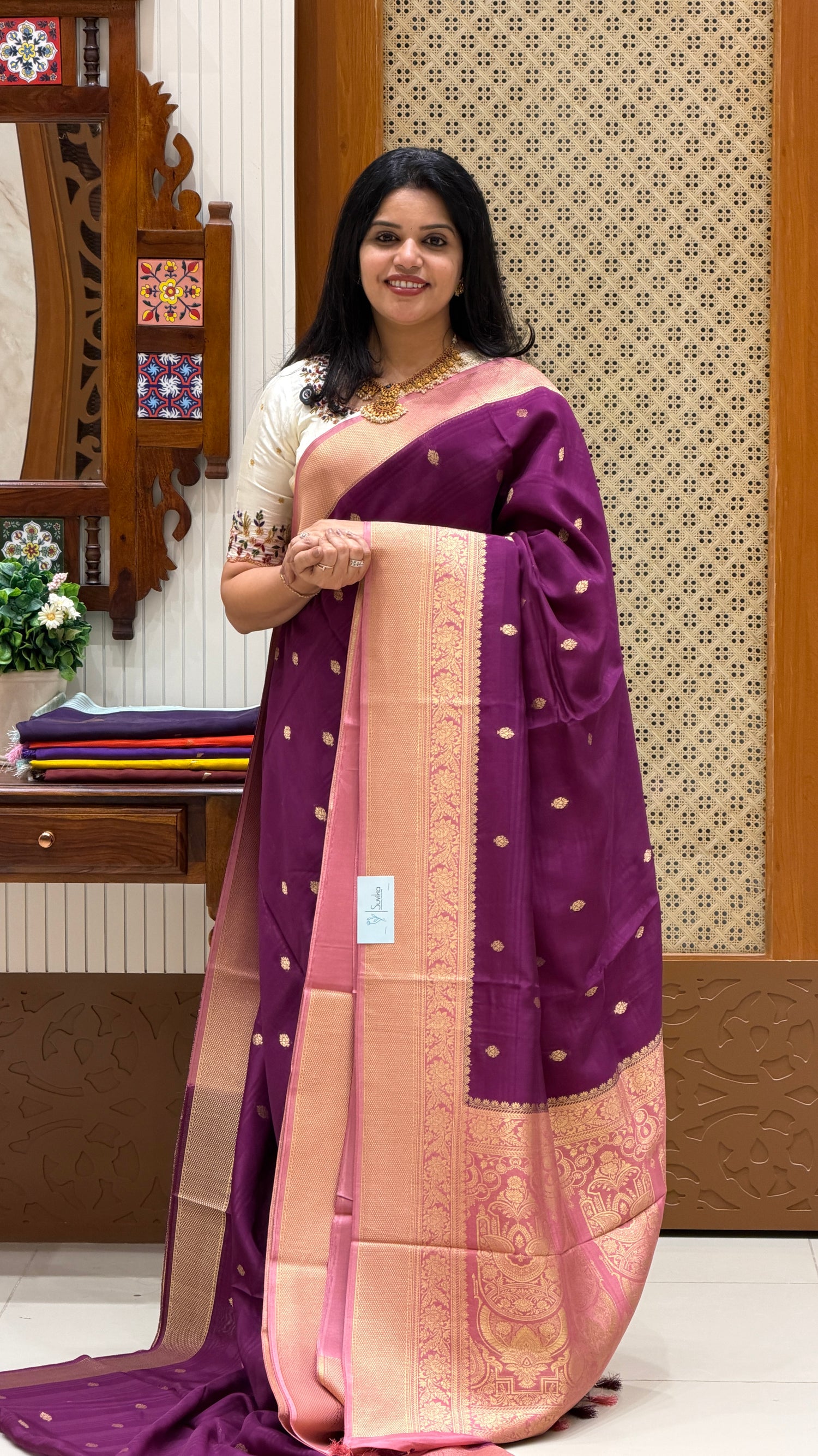 BANARASI CREPE SUV4394-MAGENTA WITH BABYPINK