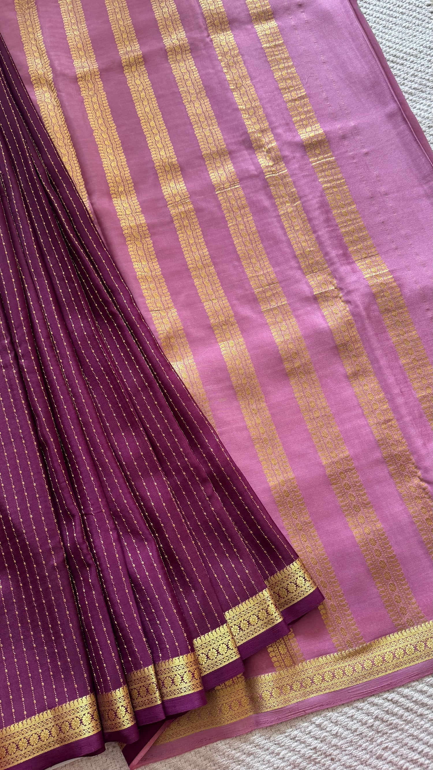 PURE MYSORE SILK SAREE PSUV255-WINE WITH ONIONPINK