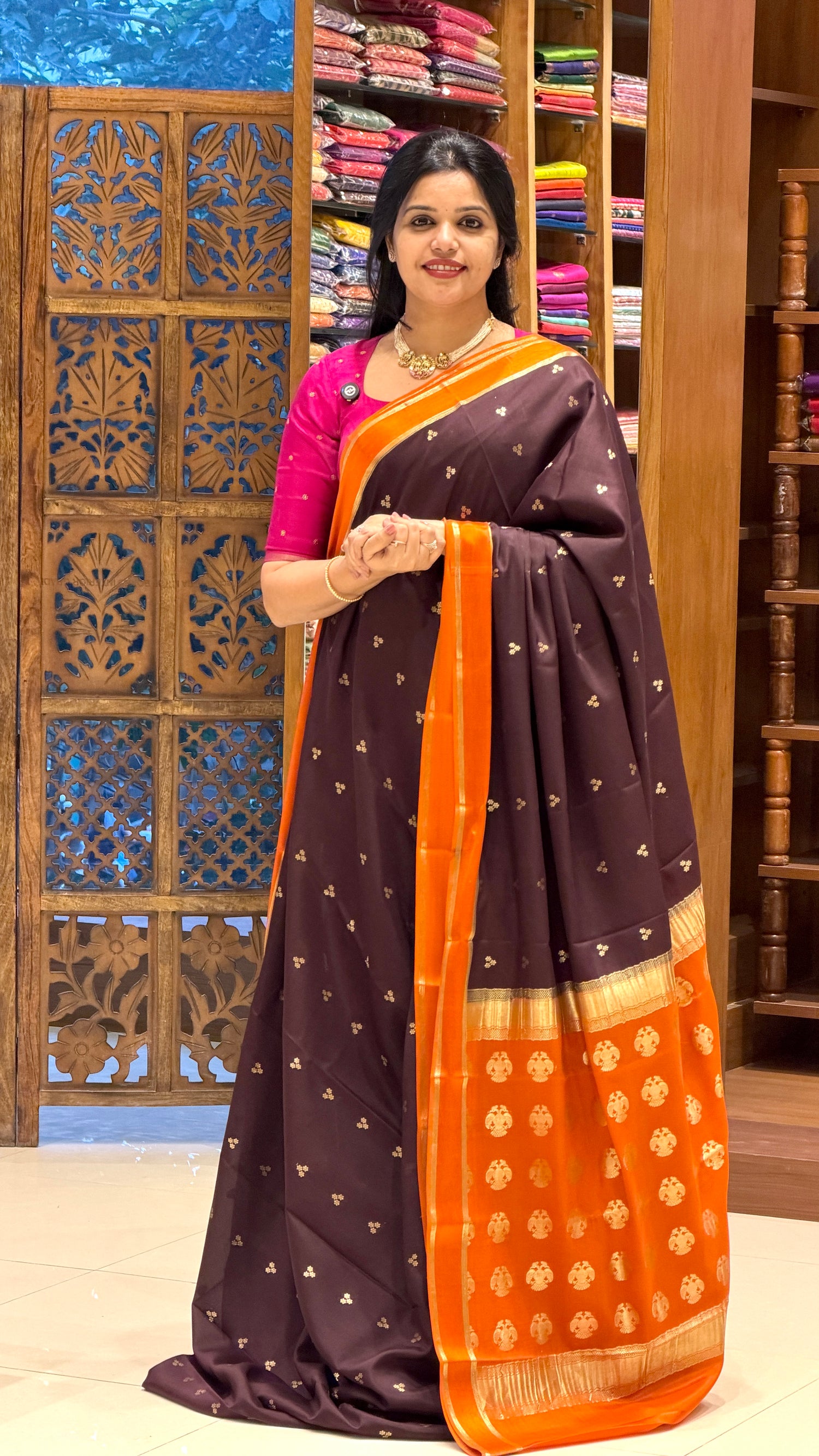 PURE MYSORE SILK SAREE PSH257-COFFEEBROWN