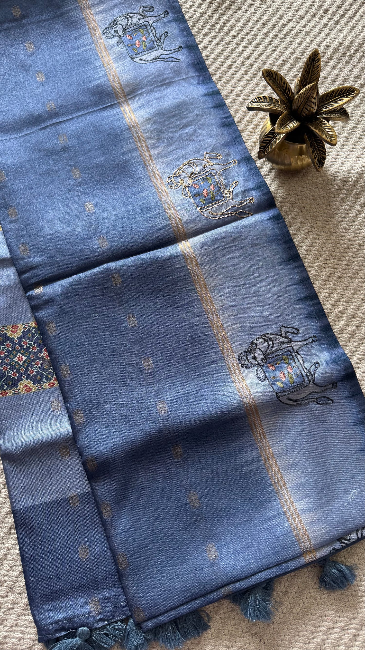 TUSSER SILK SAREE SUV5576-BLUE