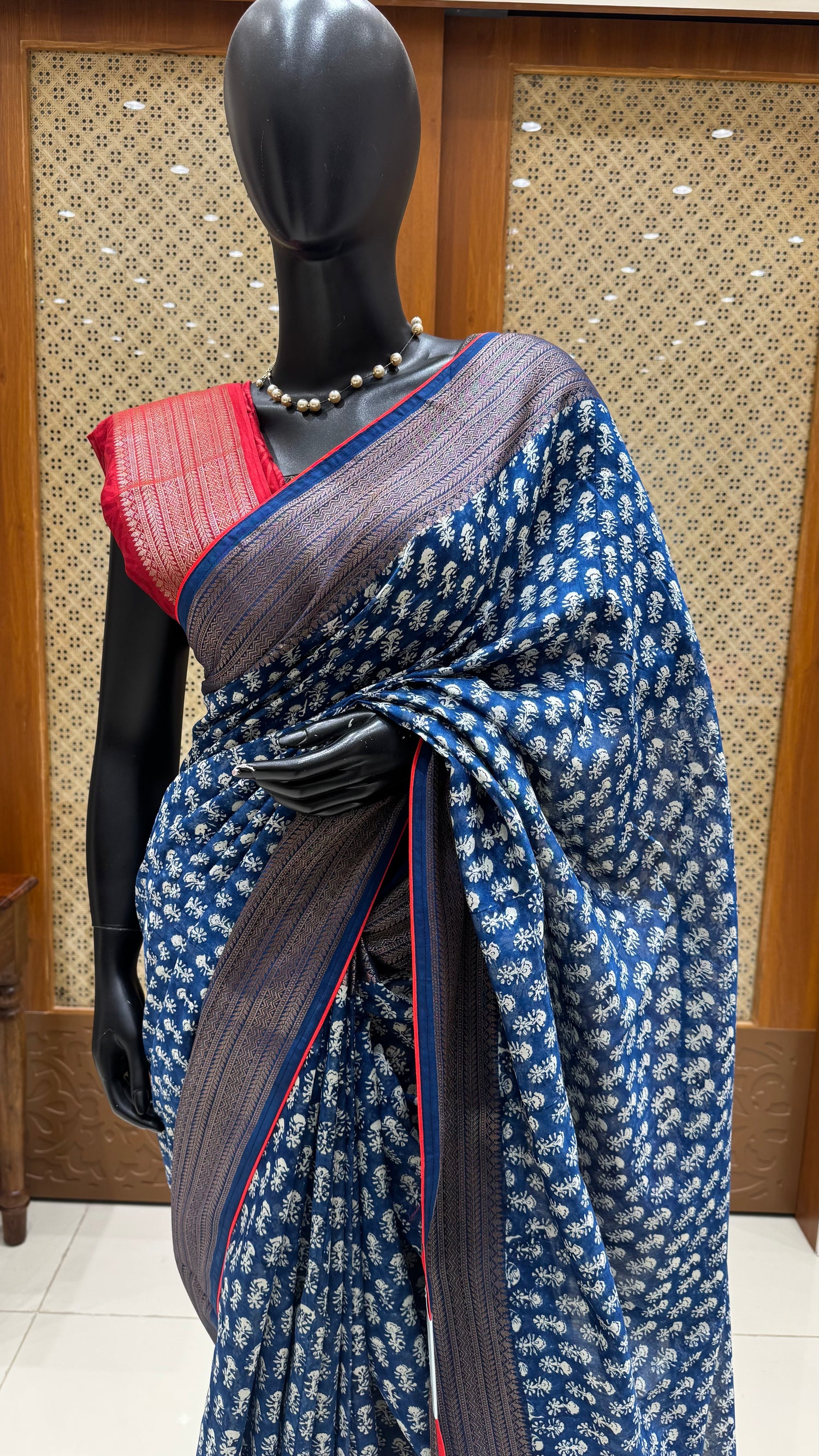 PURE CHANDERI SILK COTTON SUV5198-BLUE