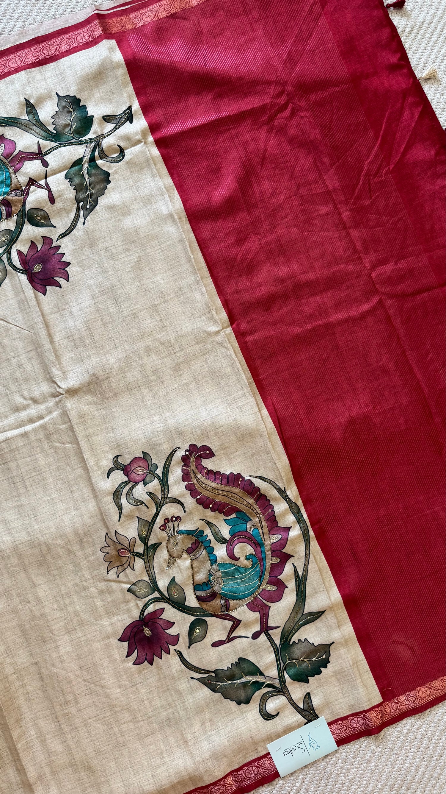 TUSSER SAREE SUV5637-RED