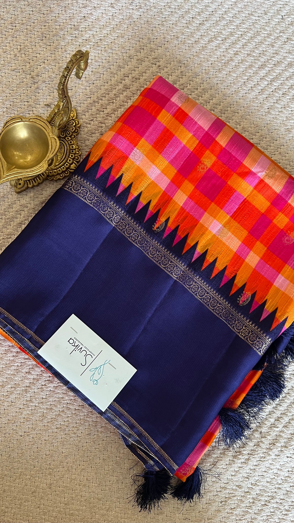 CREPE SILK CHECKS SUV5822-BLUE
