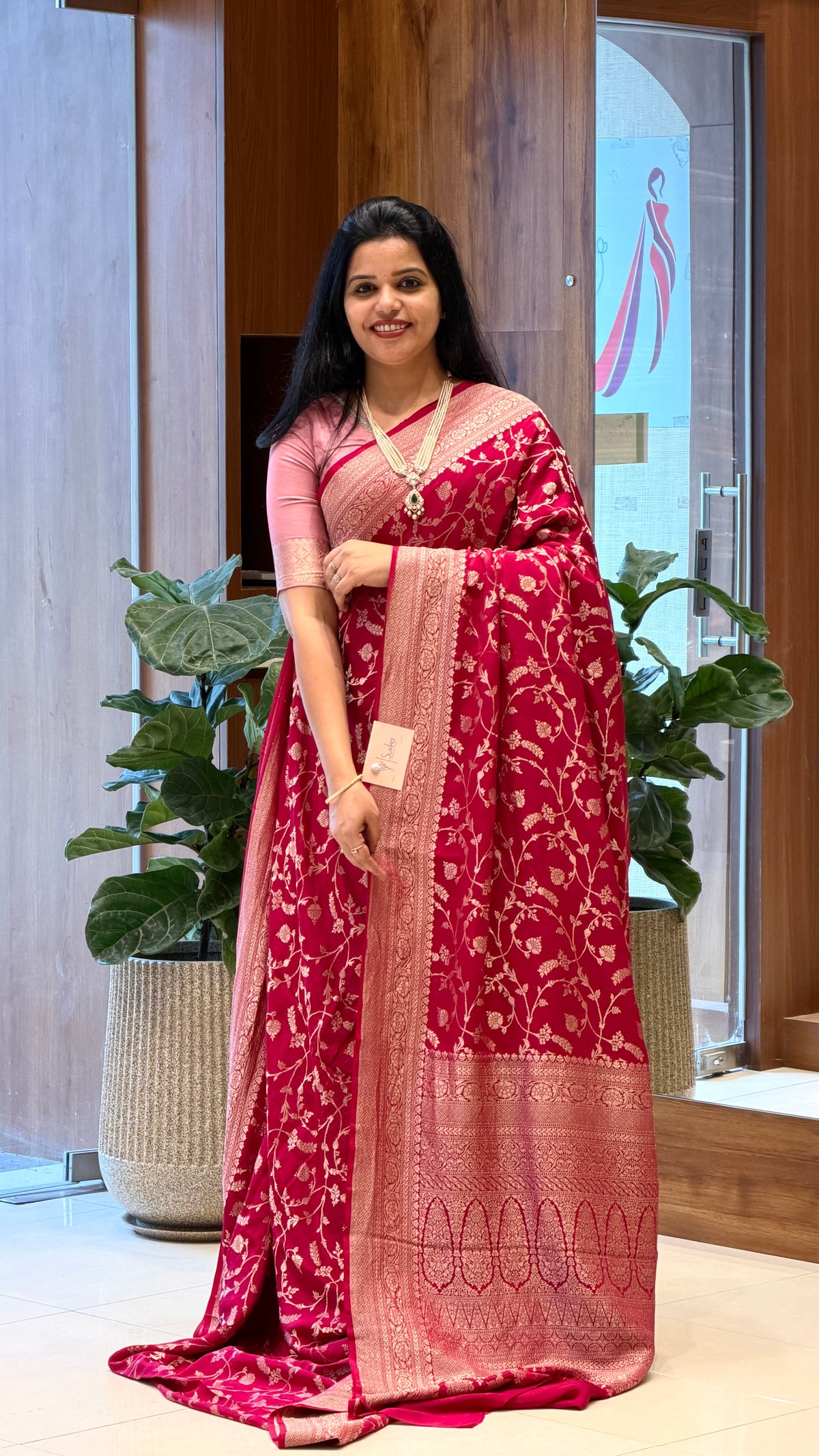 PURE BANARASI CREPE SAREE PSB534-PINK