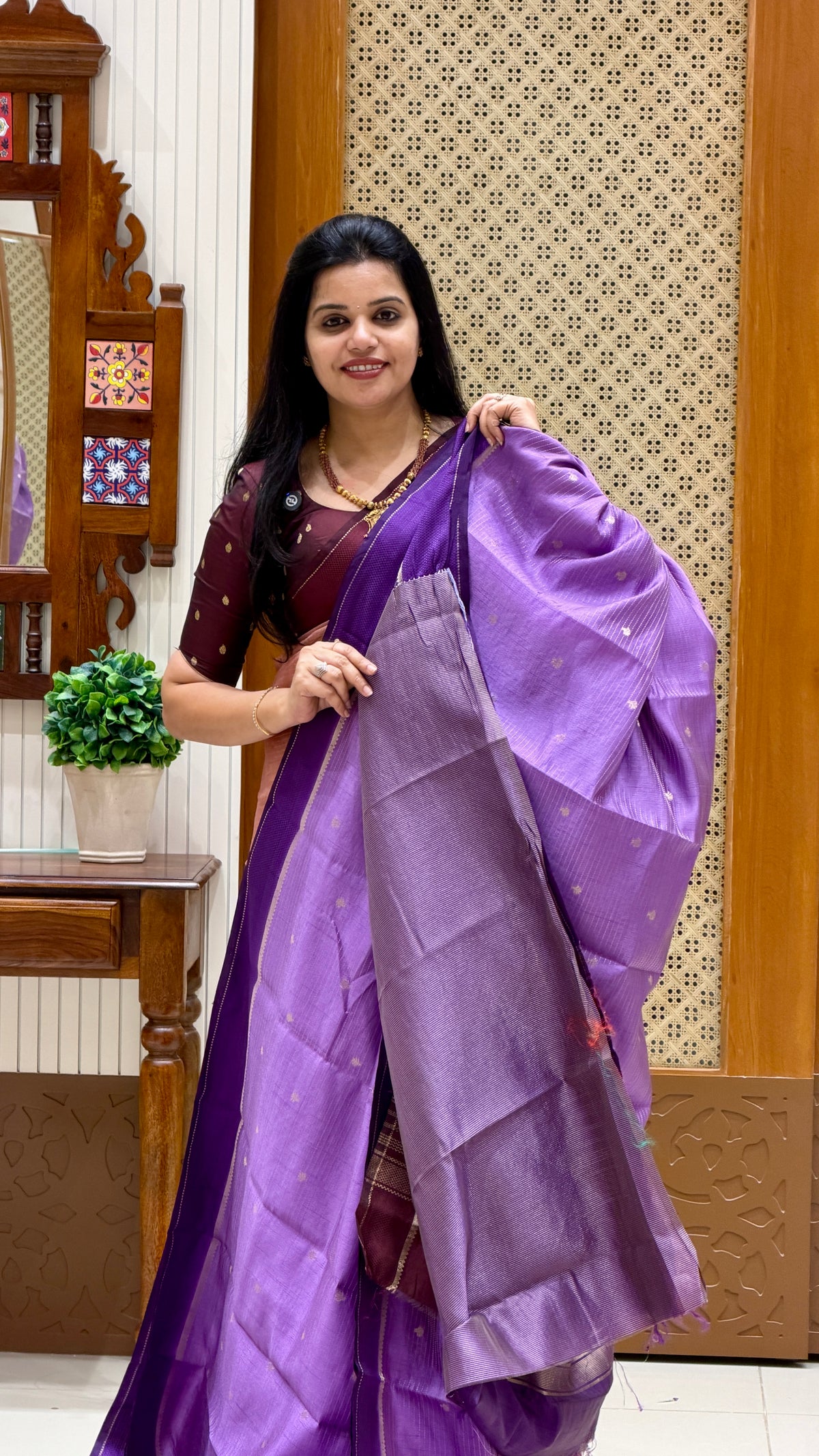 TUSSER SILK SAREE SUV5859-LAVENDER