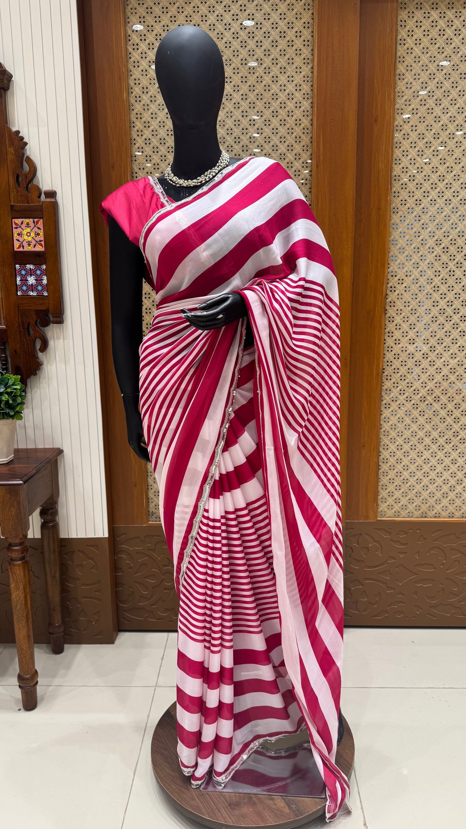 SEMI GEORGETTE SILK SAREE SUV5308-PINK