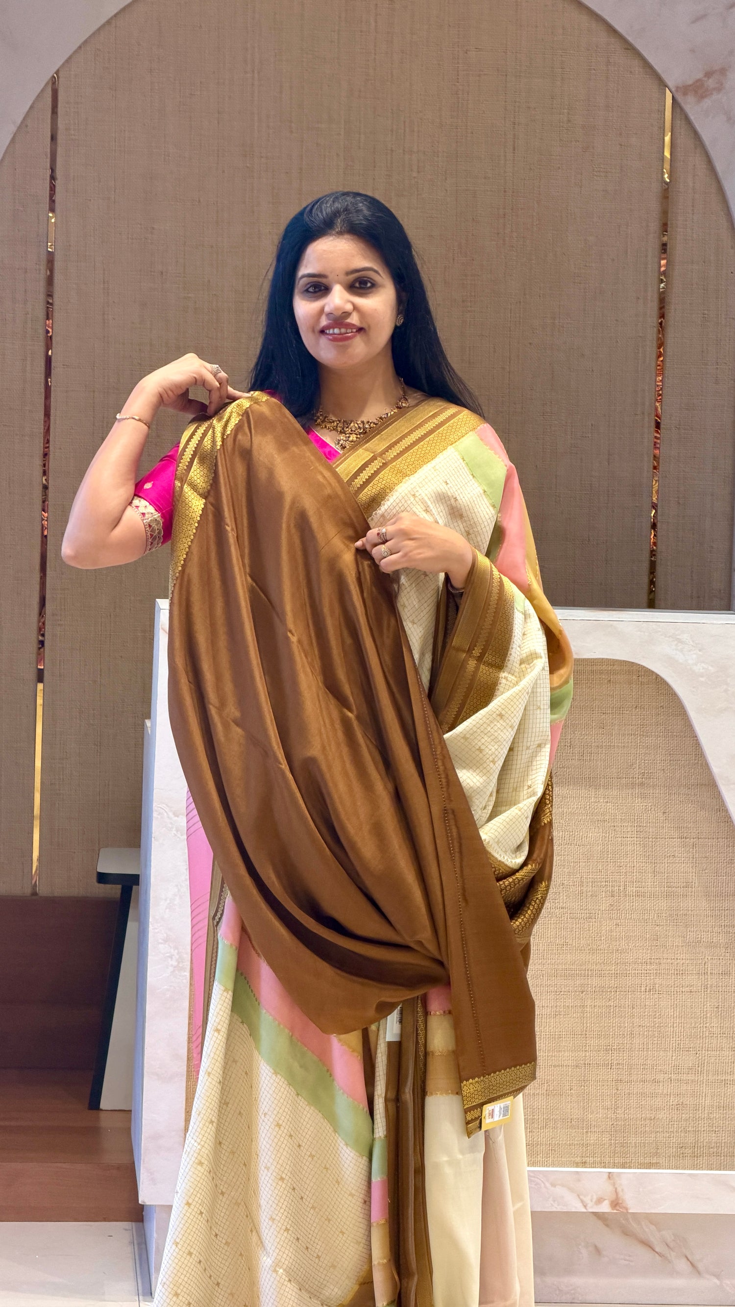 PSUV281-BROWN - Pure Mysore crepe