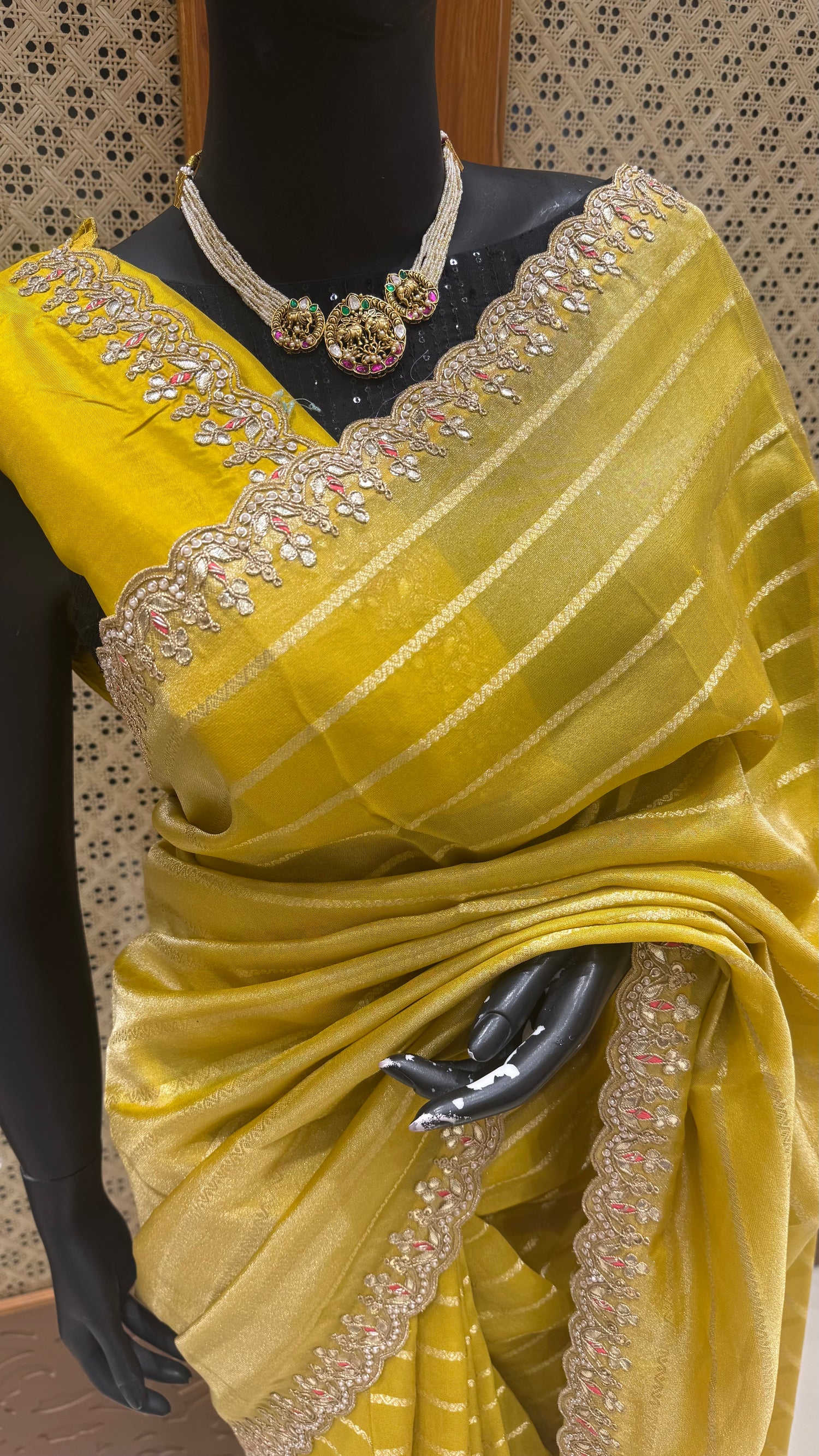 TISSUE SAREE SUV5070-YELLOW