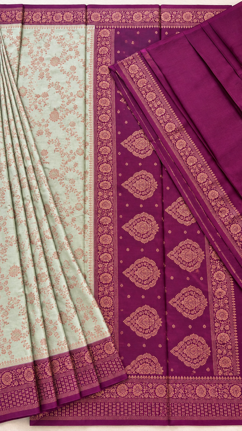 BANARASI CREPE SUV5785-PISTA WITH WINE