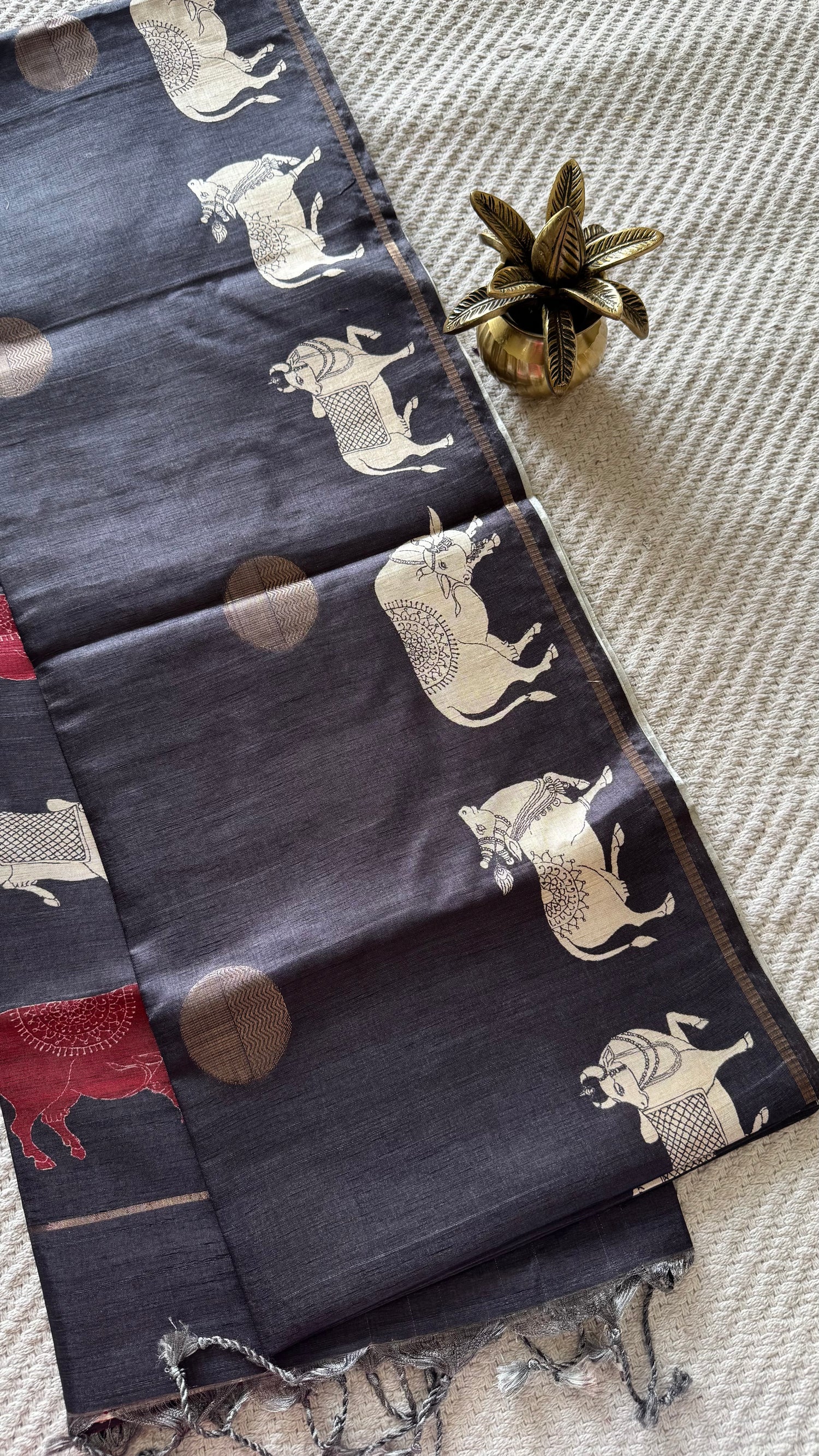 TUSSER SILK SAREE SUV5602-BLACK