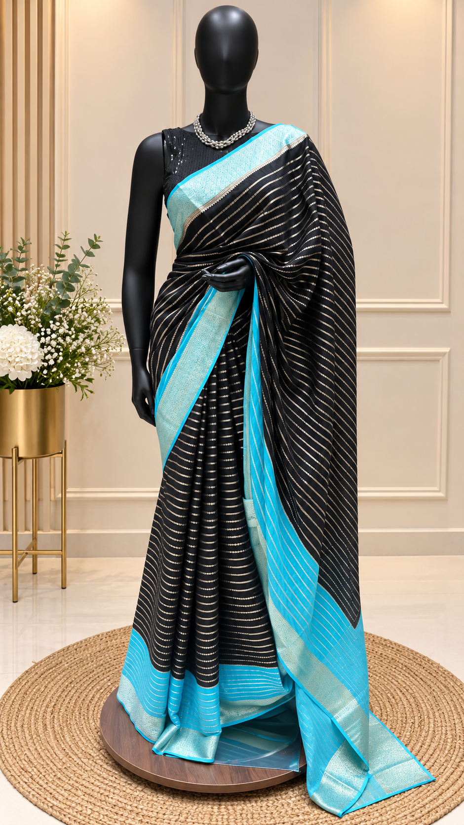 MYSORE CRAPE SUV2733-BLACK WITH BLUE