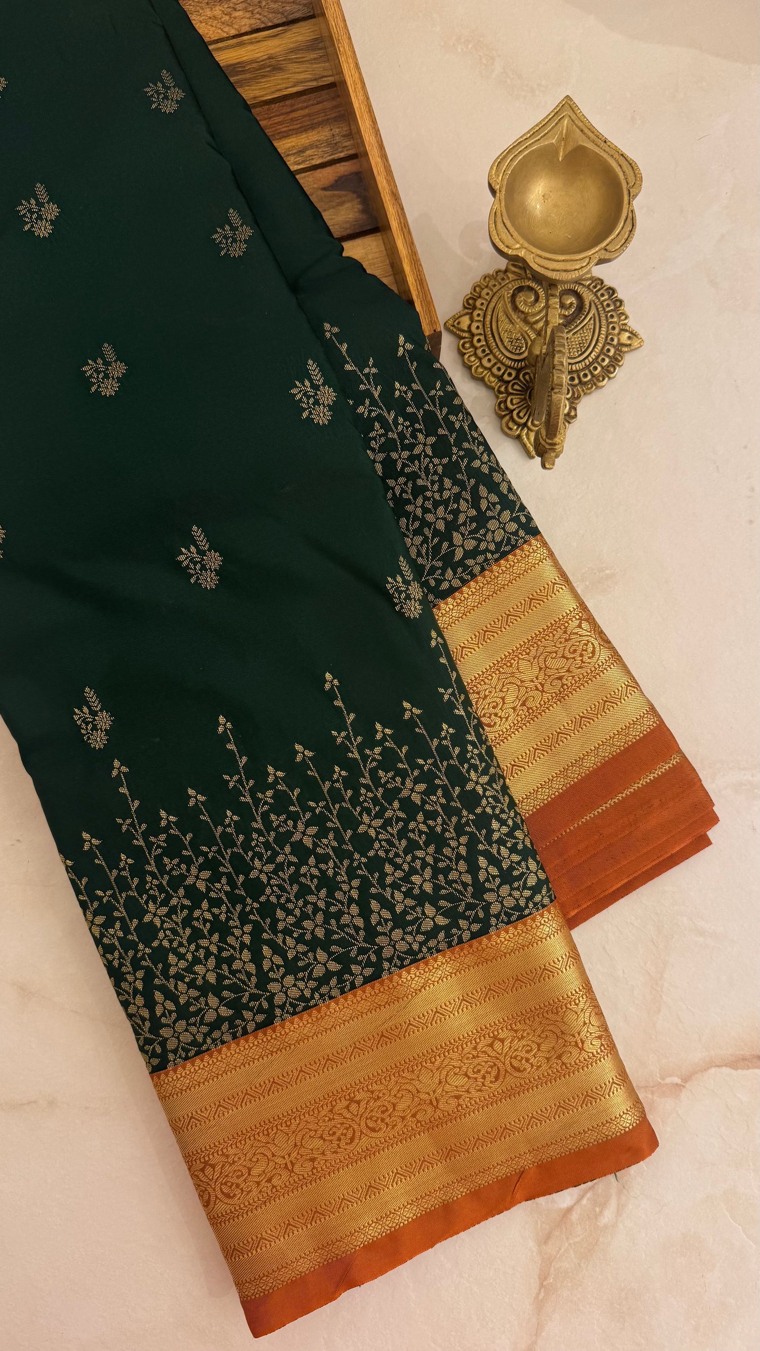 KANJIVARAM SILK SAREE SUV5616-BOTTLEGREEN