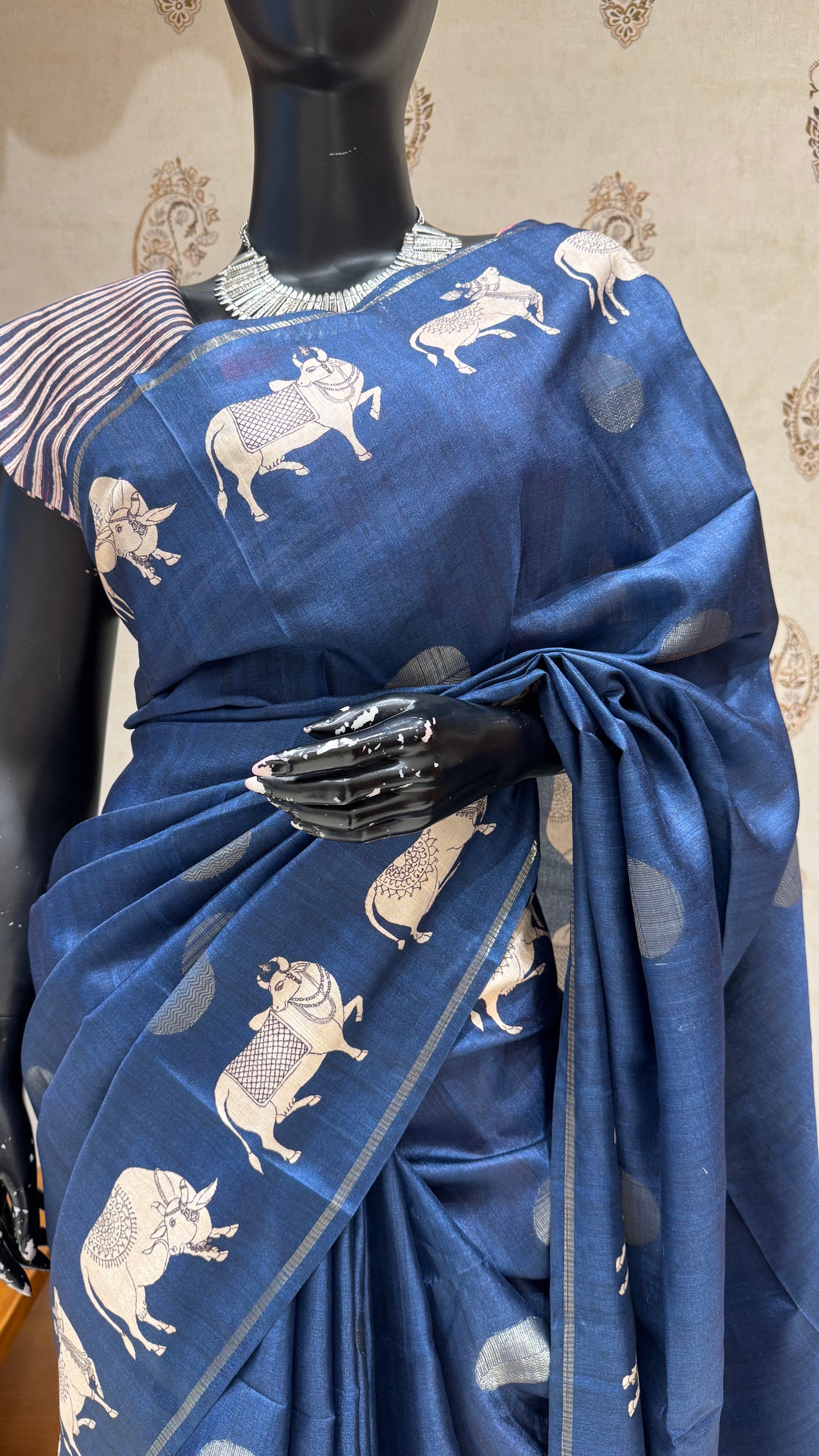 TUSSER SILK SAREE SUV5602-BLUE