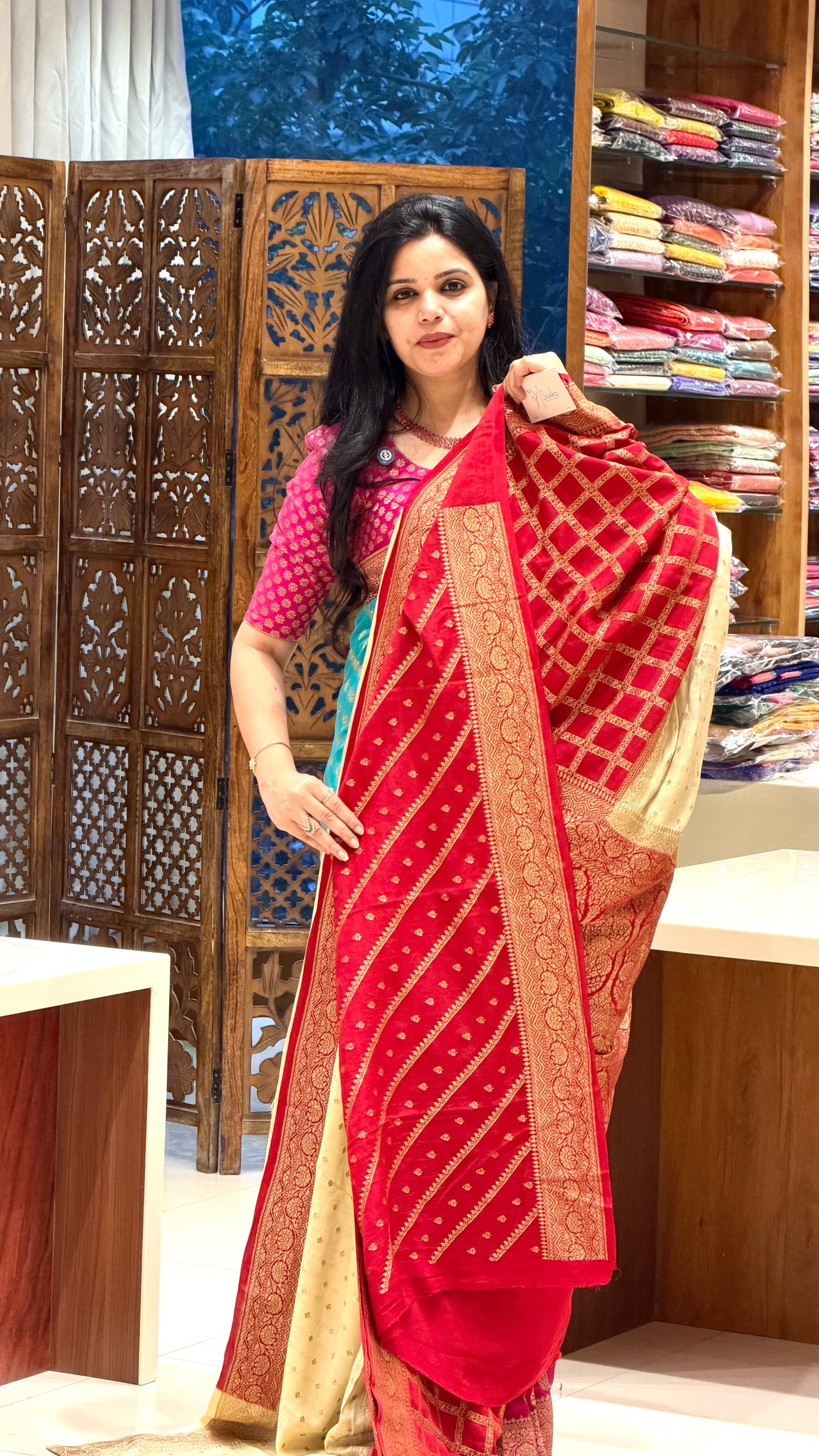 PURE BANARASI CREPE PSJV313-RED