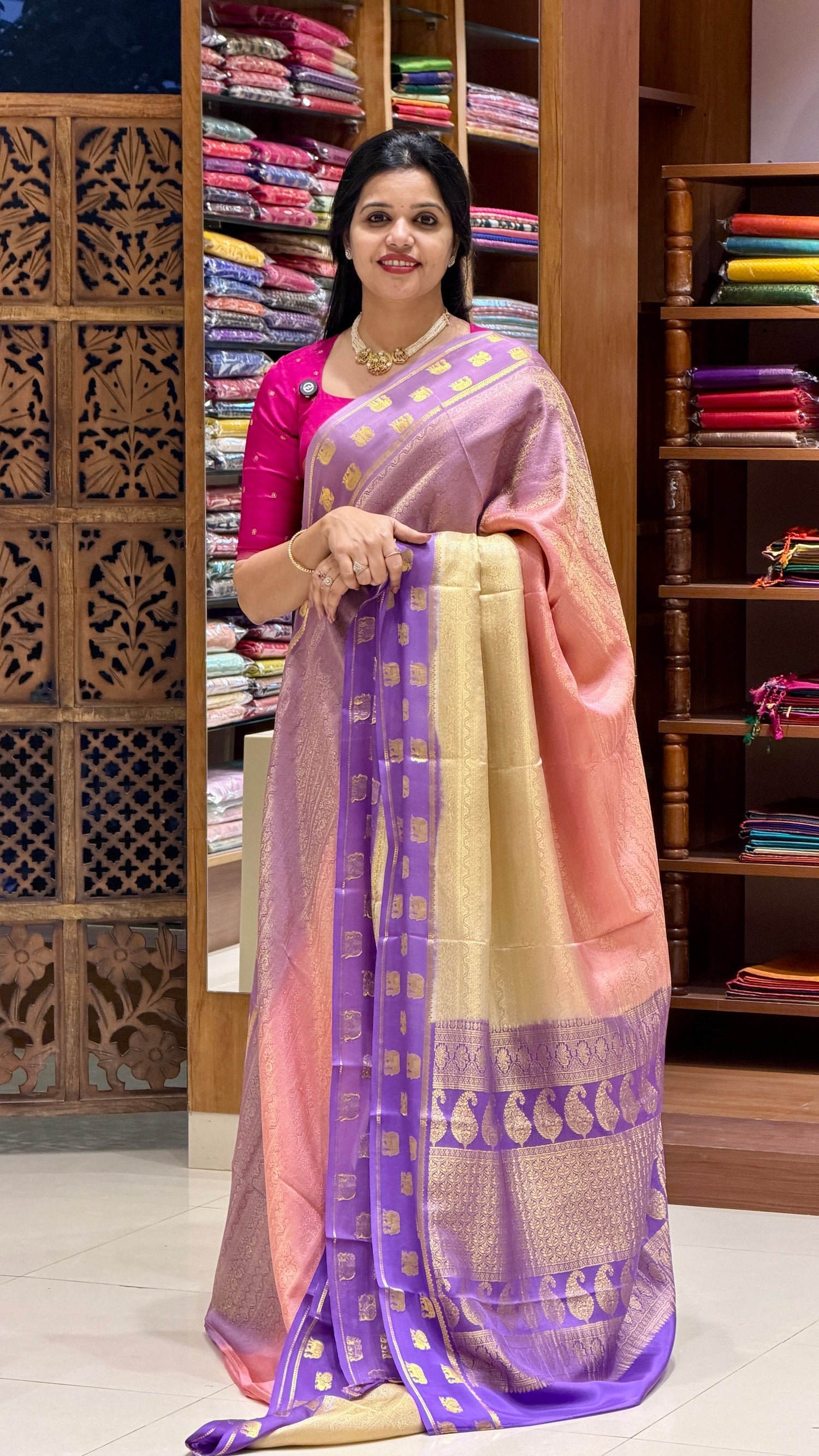 PURE MYSORE SILK SAREE PSH106-PEACH