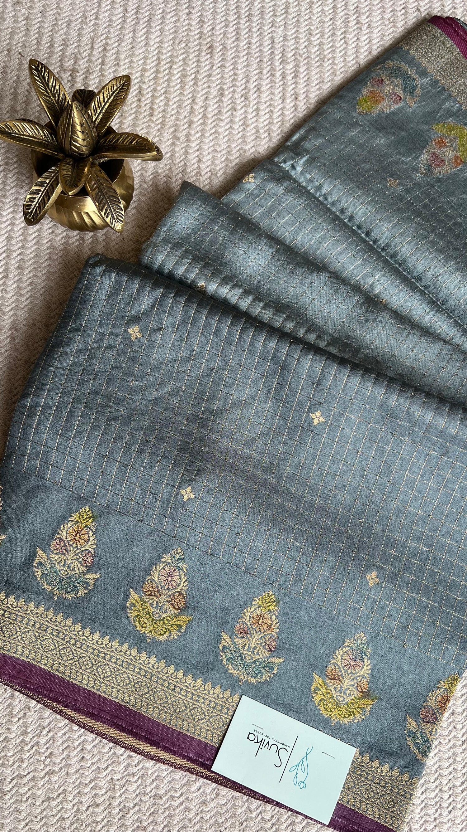 CREPE SILK SAREE SUV5288-GREY