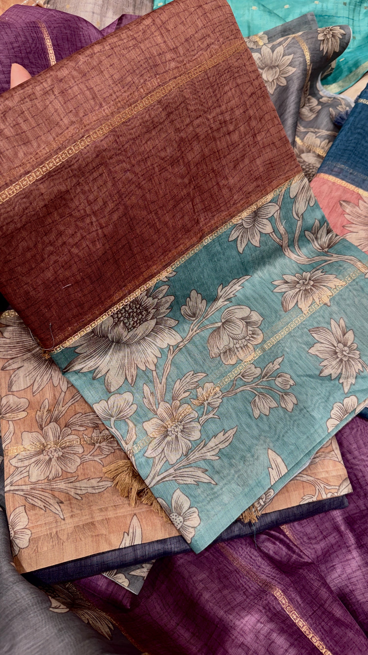 Chanderi silk cotton-BROWN