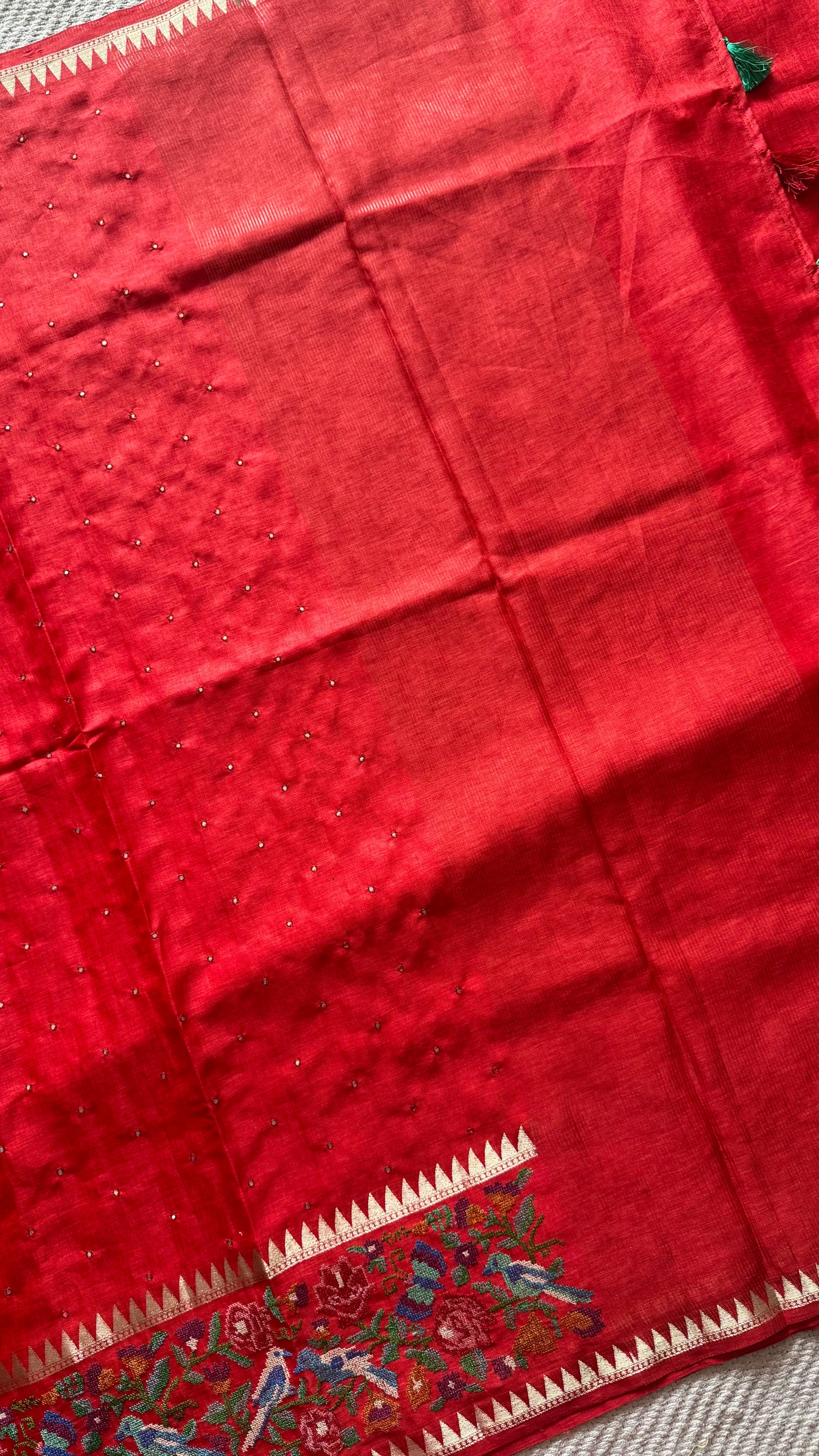 TUSSER CREPE SAREE SUV5420-RED