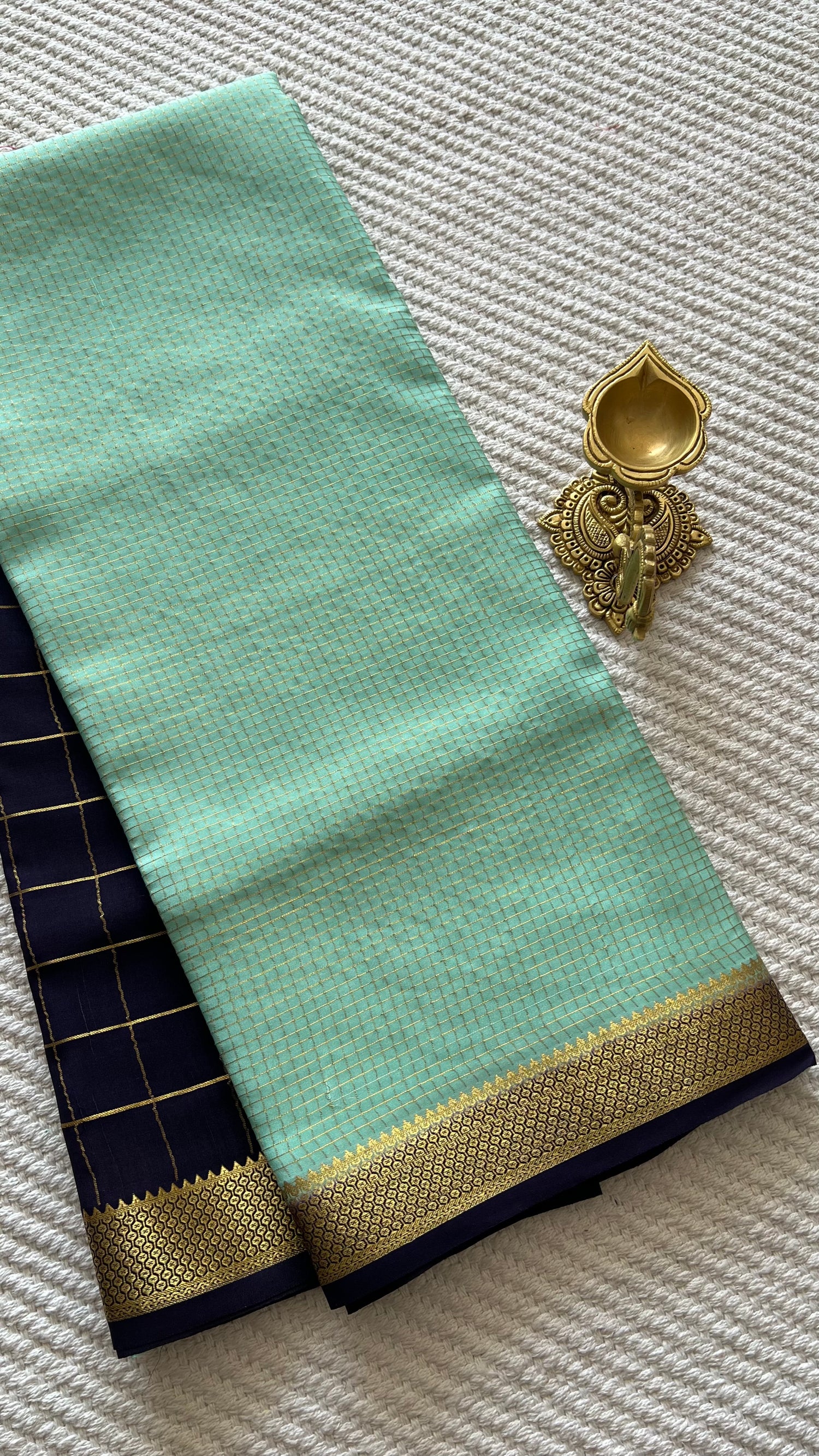 PSUV287-SEABLUE WITH PURPLE pure Mysore silk saree