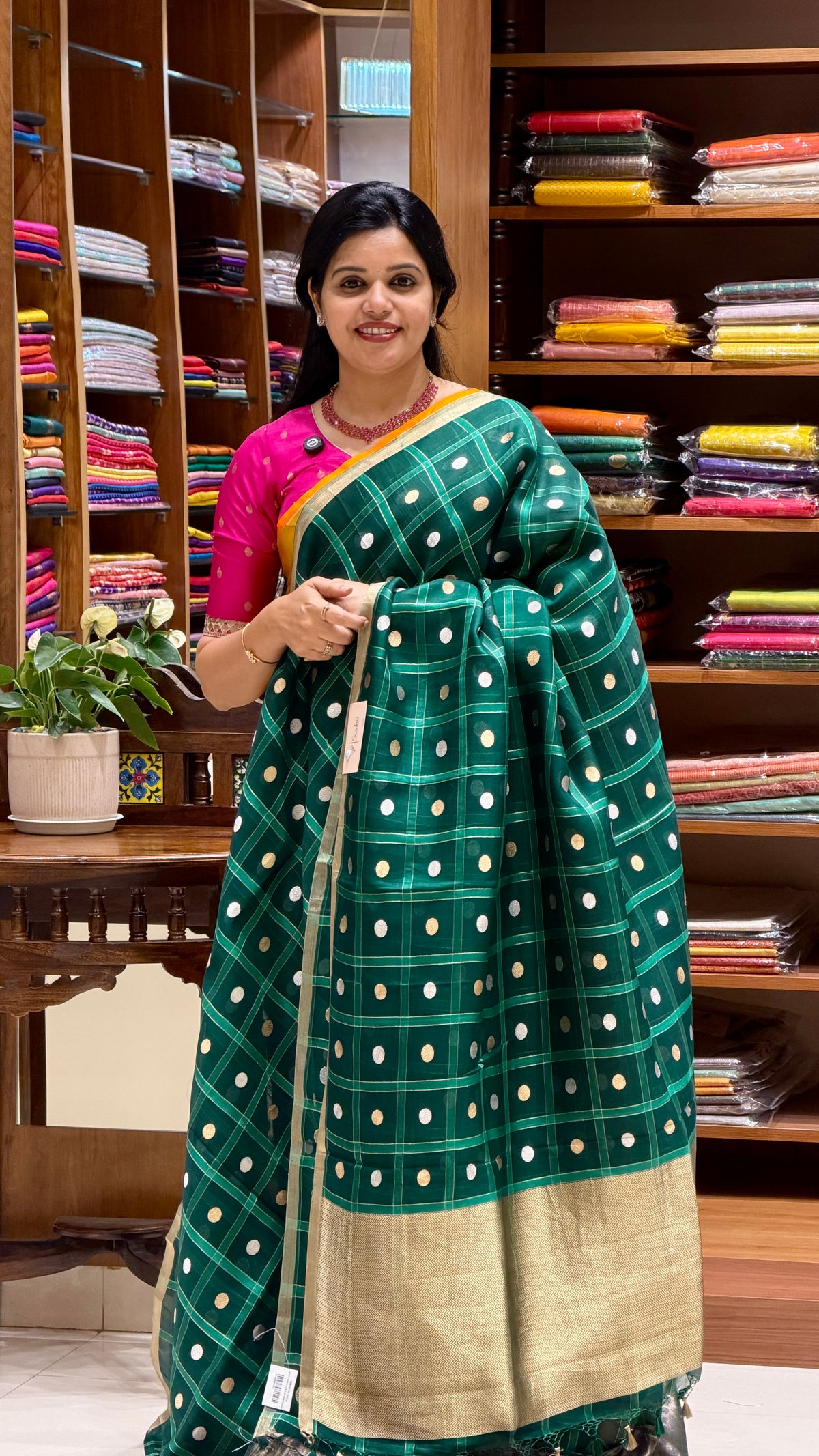 PURE BANARASI SILK PSGM457-BOTTLEGREEN