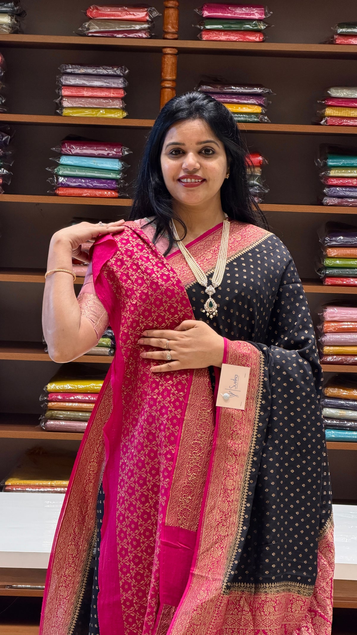PURE BANARASI CREPE SAREE PSJV281-BLACK