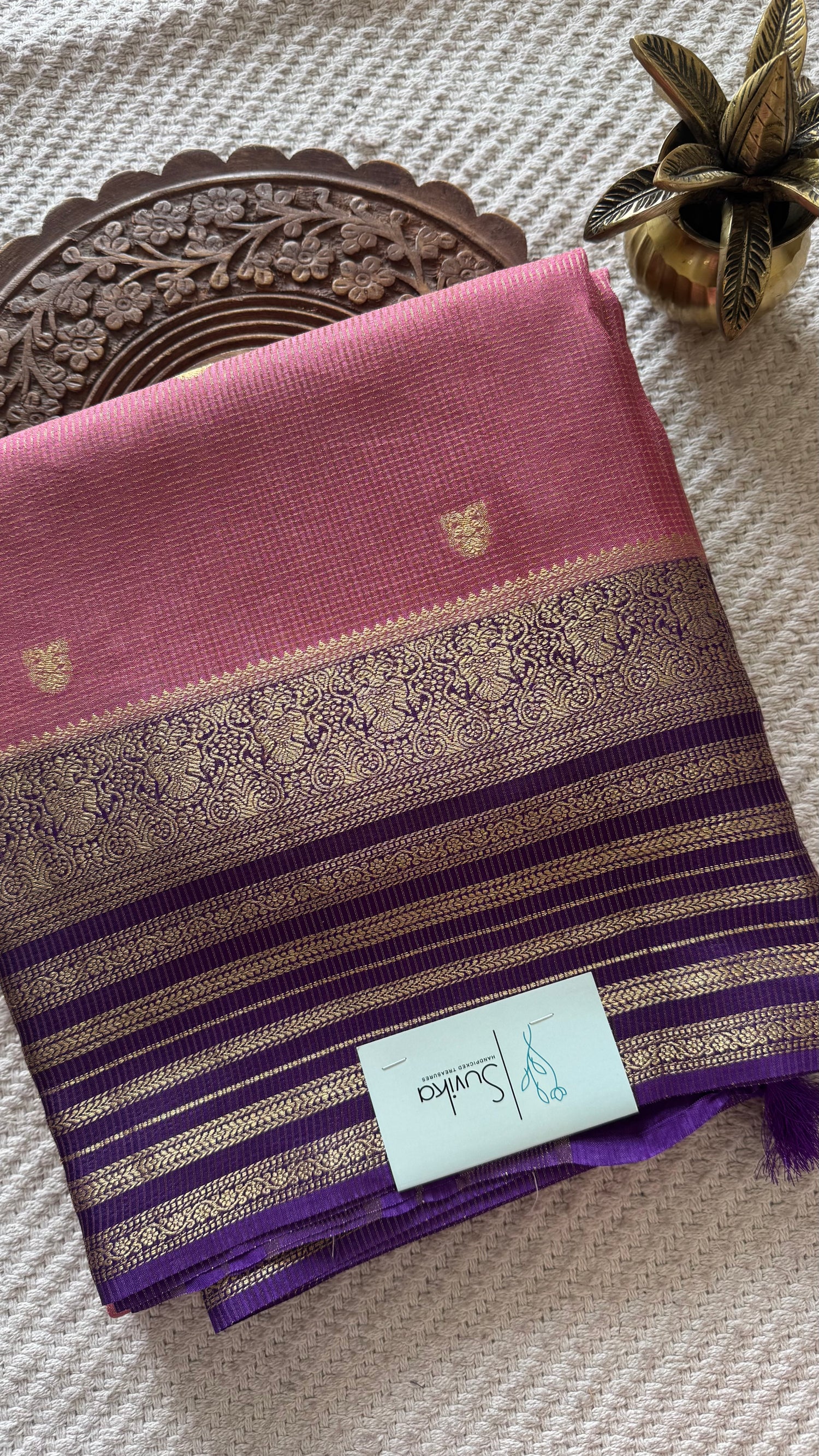 CREPE SILK SAREE SUV5455-ONIONPINK WITH PURPLE