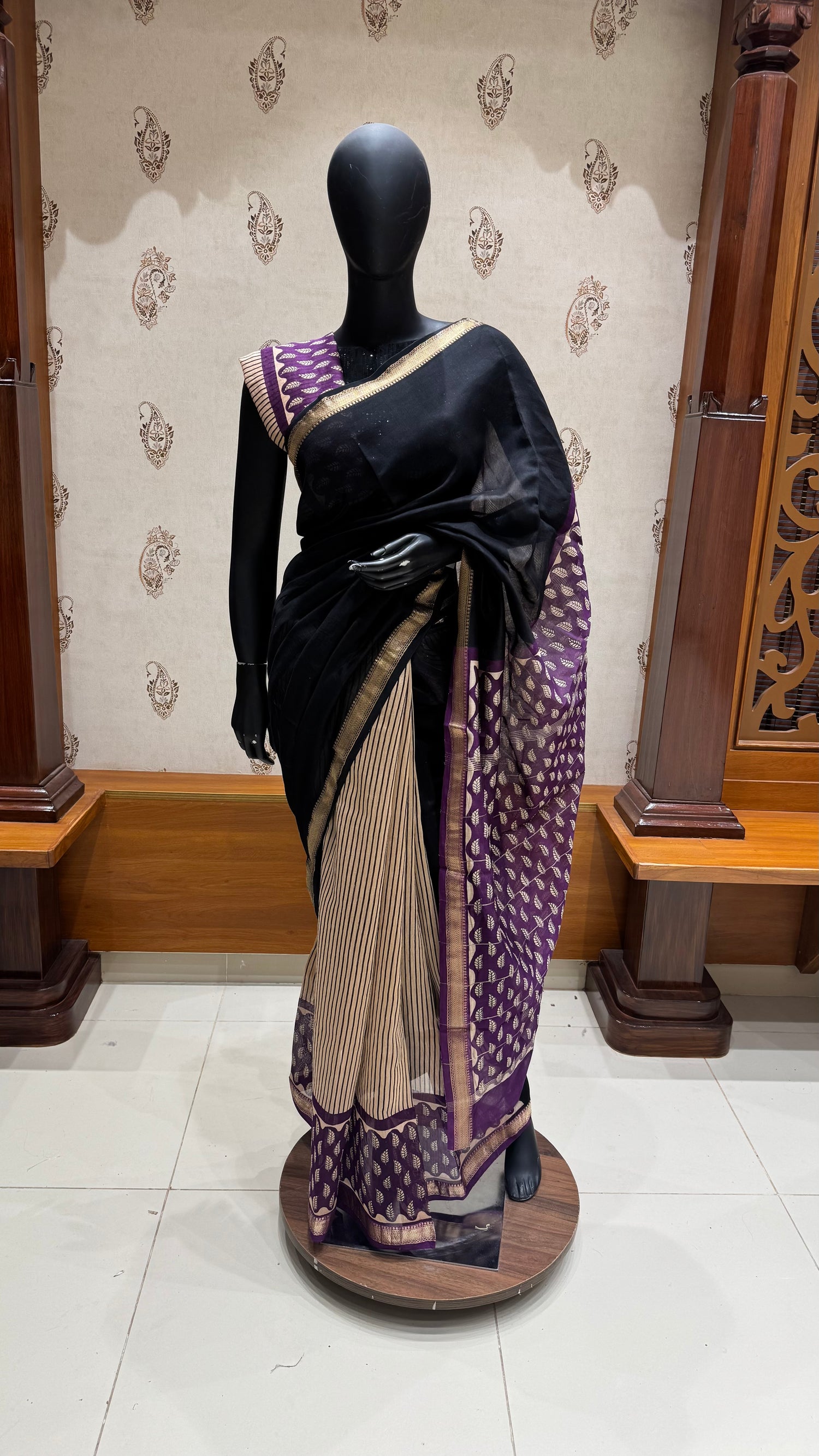 CHANDERI SILK COTTON SUV5023-BLACK