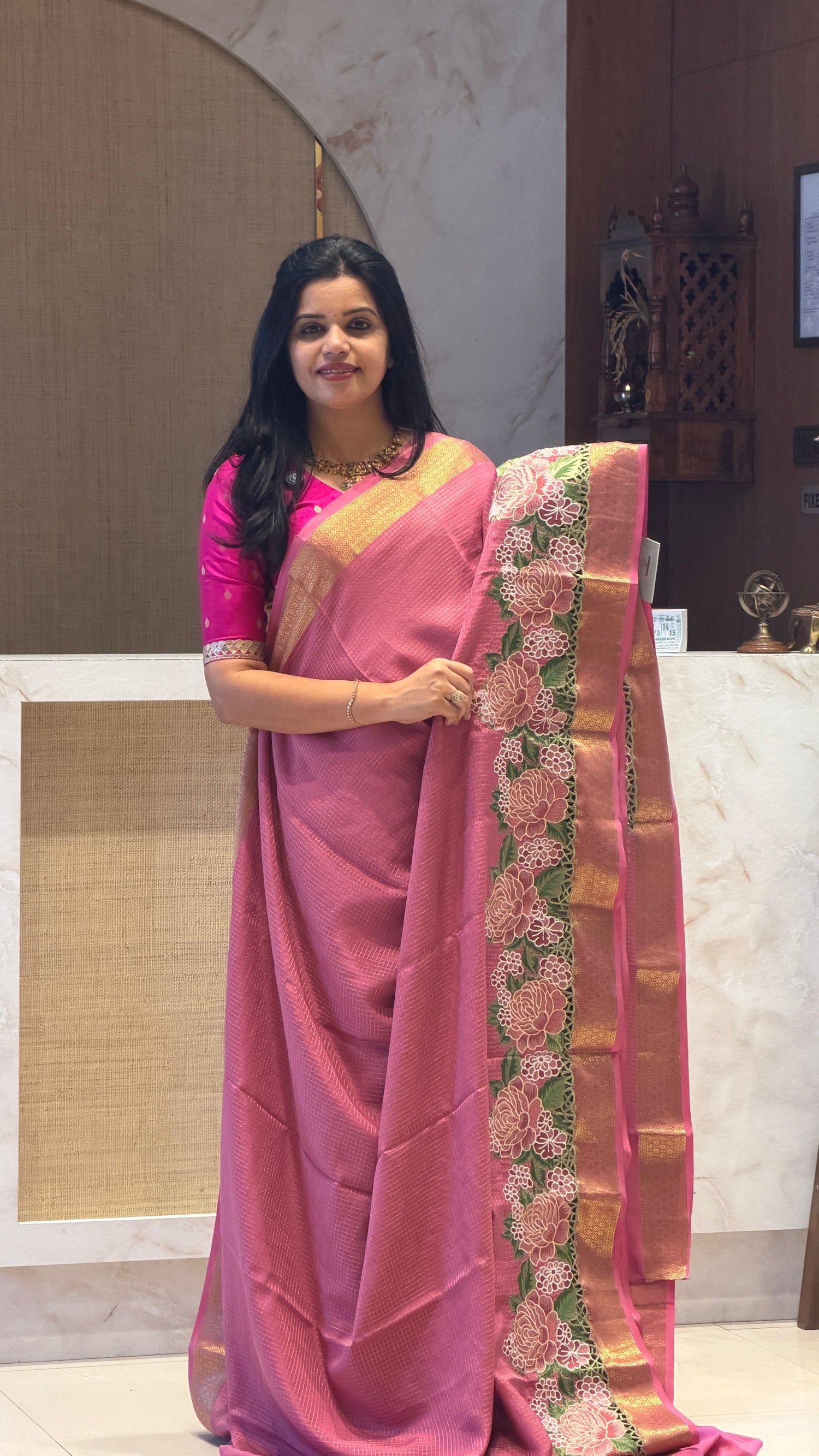 PSUV116 - ONIONPINK PURE MYSORE SILK SAREE