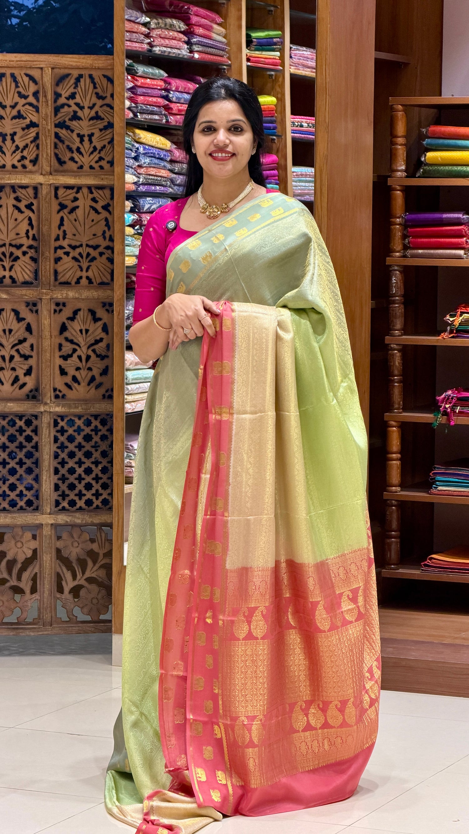 PURE MYSORE SILK SAREE PSH106-PISTA