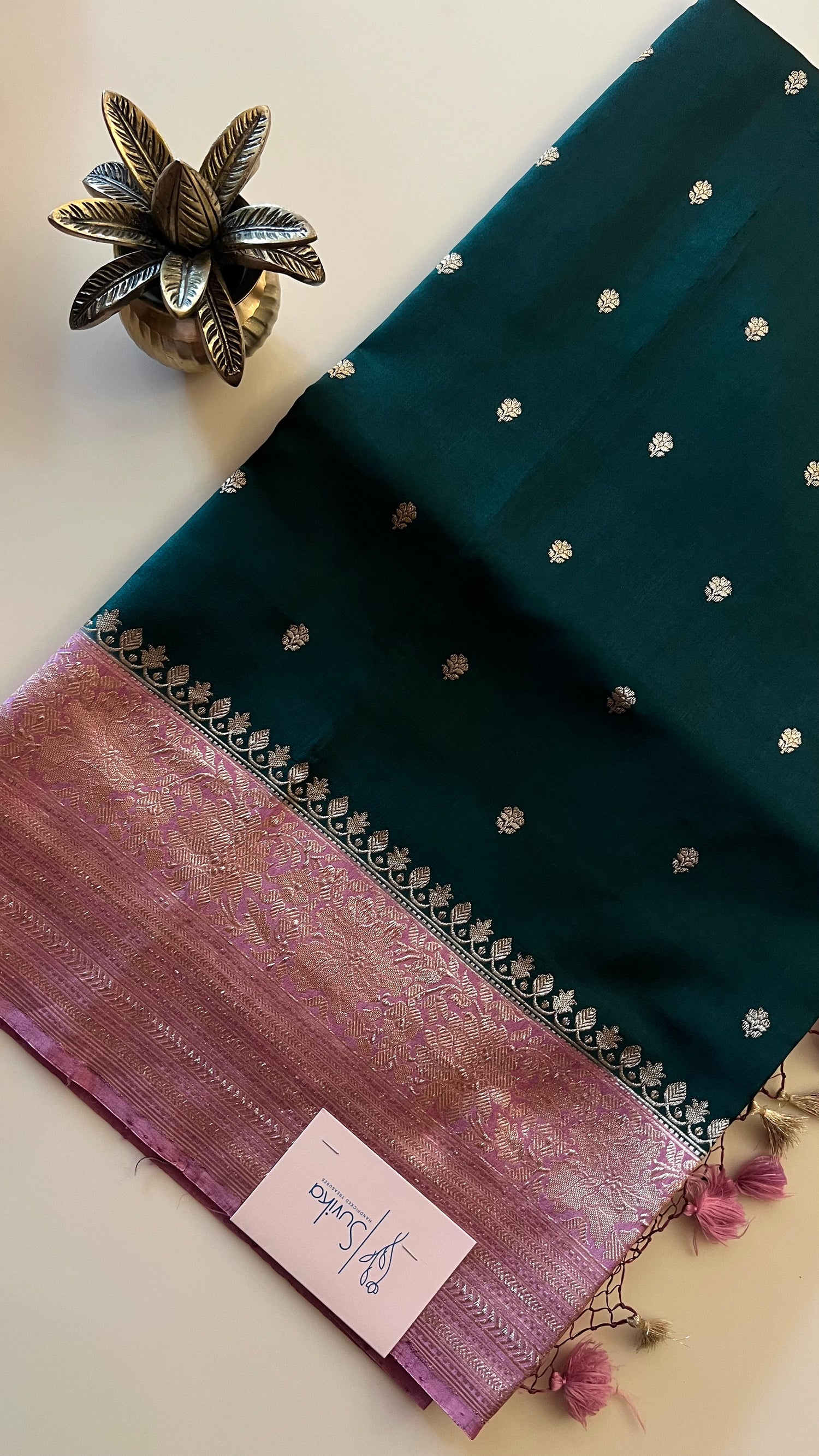 PURE BANARASI SILK PSGM453-BOTTLEGREEN