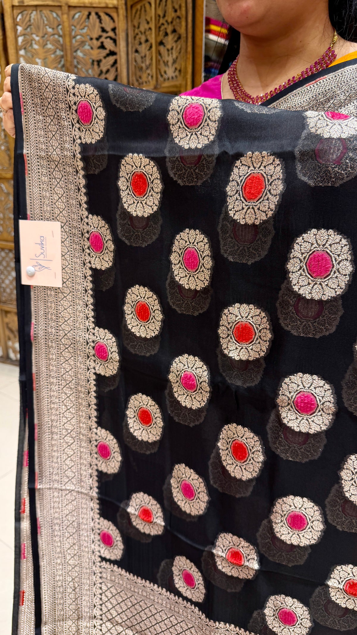 PURE KORA ORGANZA SILK SAREE PSBS195-BLACK