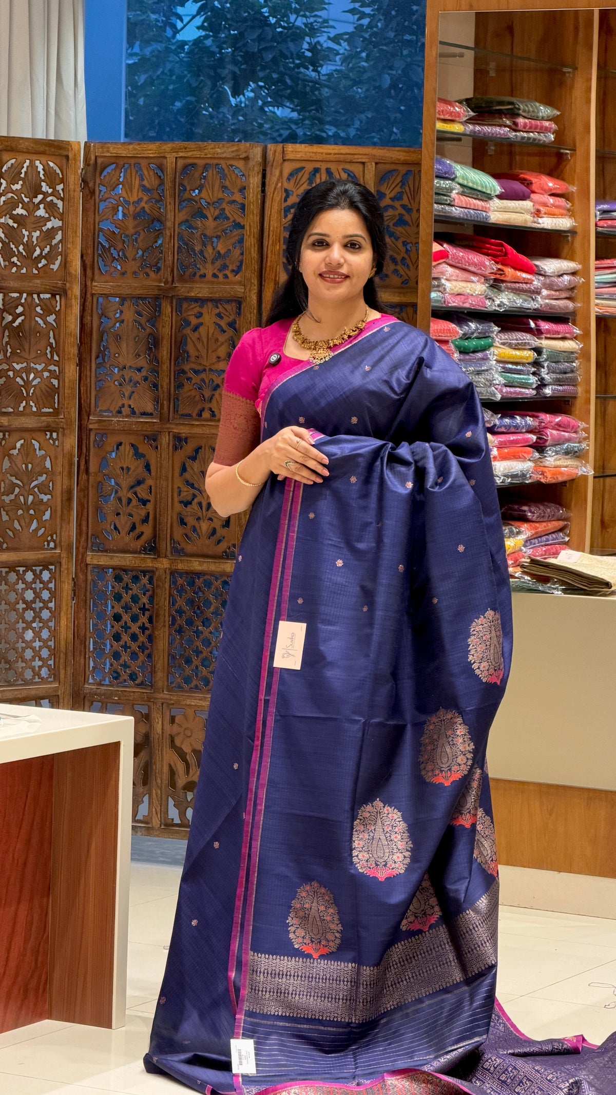PURE BANARASI DUPION SILK PSJV375-BLUE