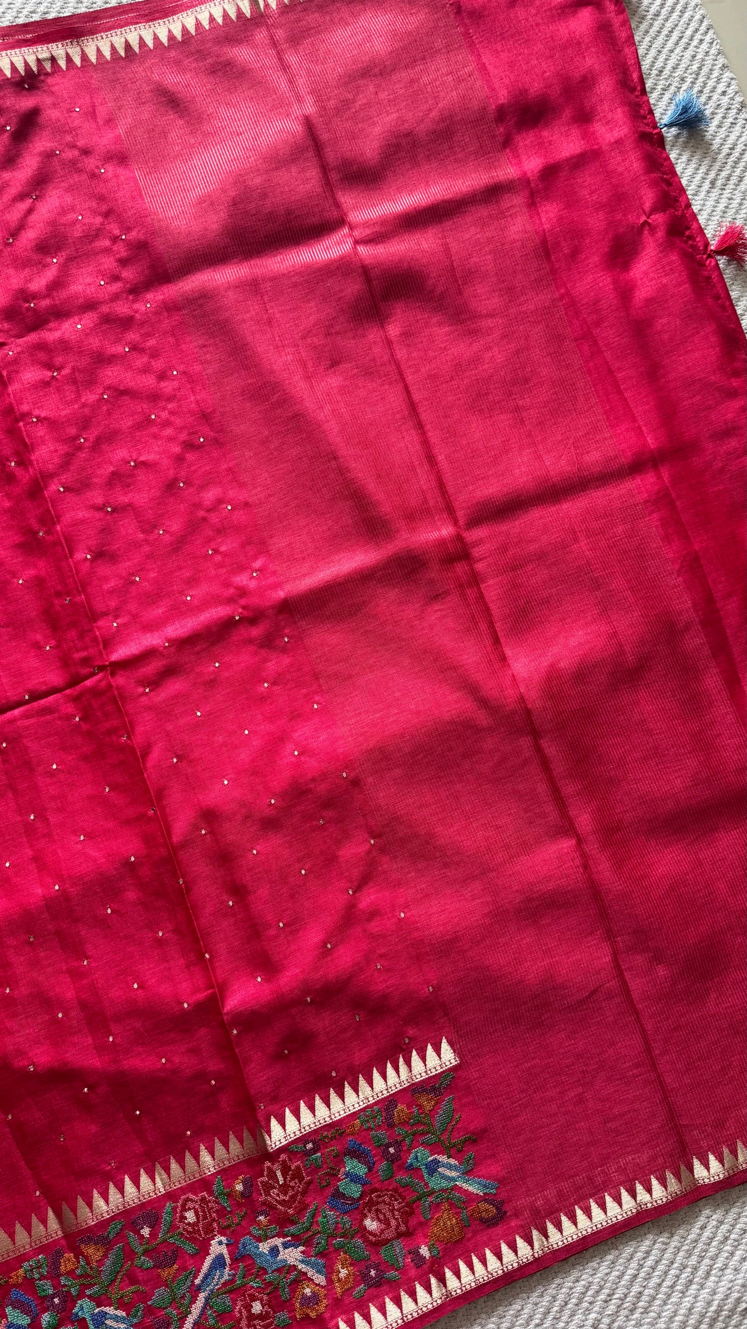 TUSSER CREPE SAREE SUV5420-PINK