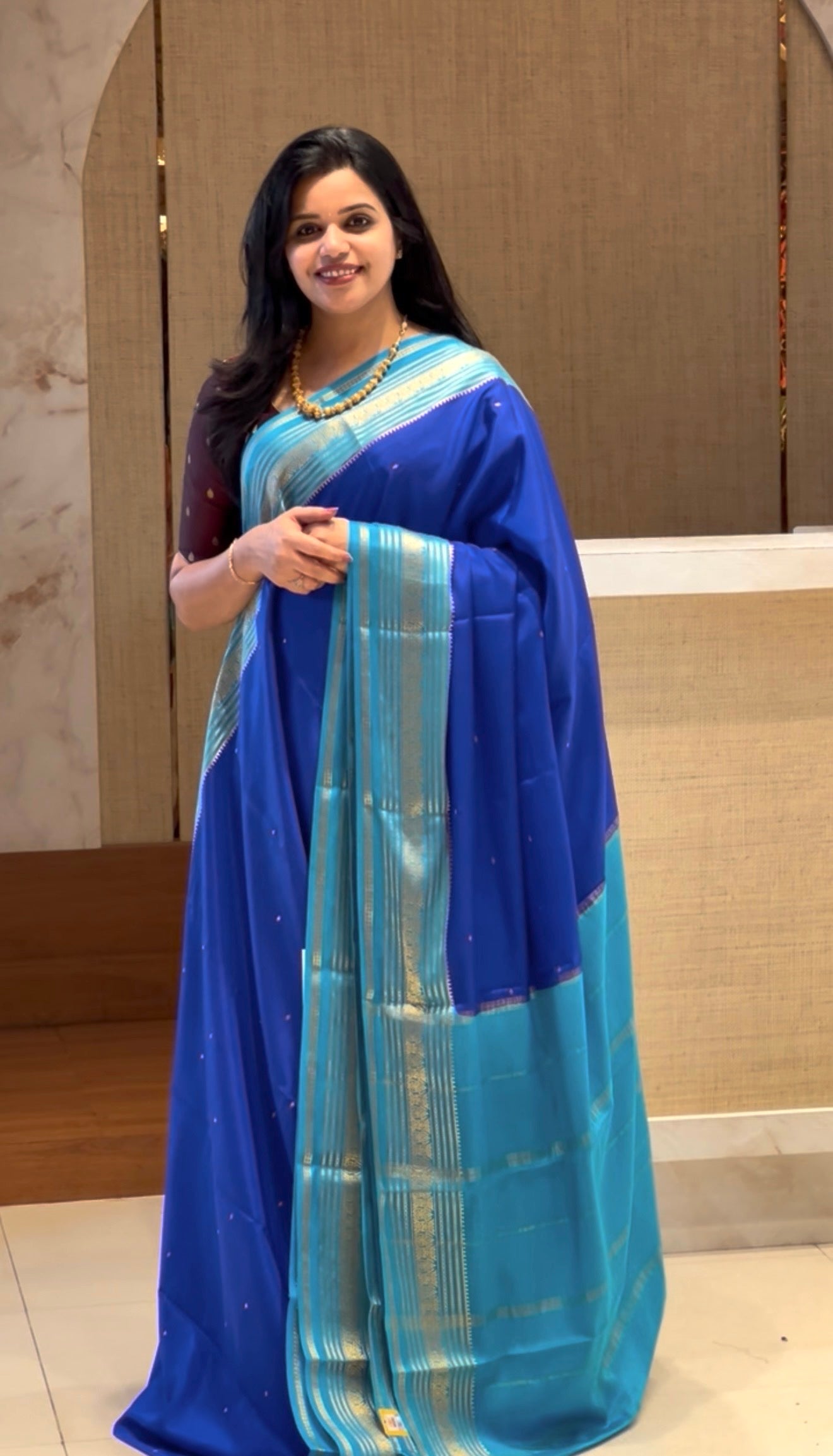 PSUV204-ROYALBLUE WITH SKYBLUE PURE MYSORE SILK