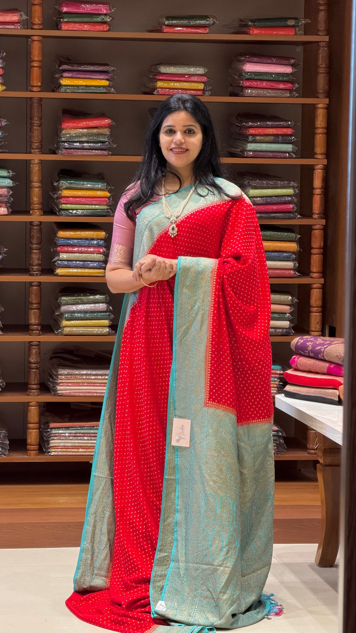 PURE BANARASI CREPE SAREE PSGM442-RED