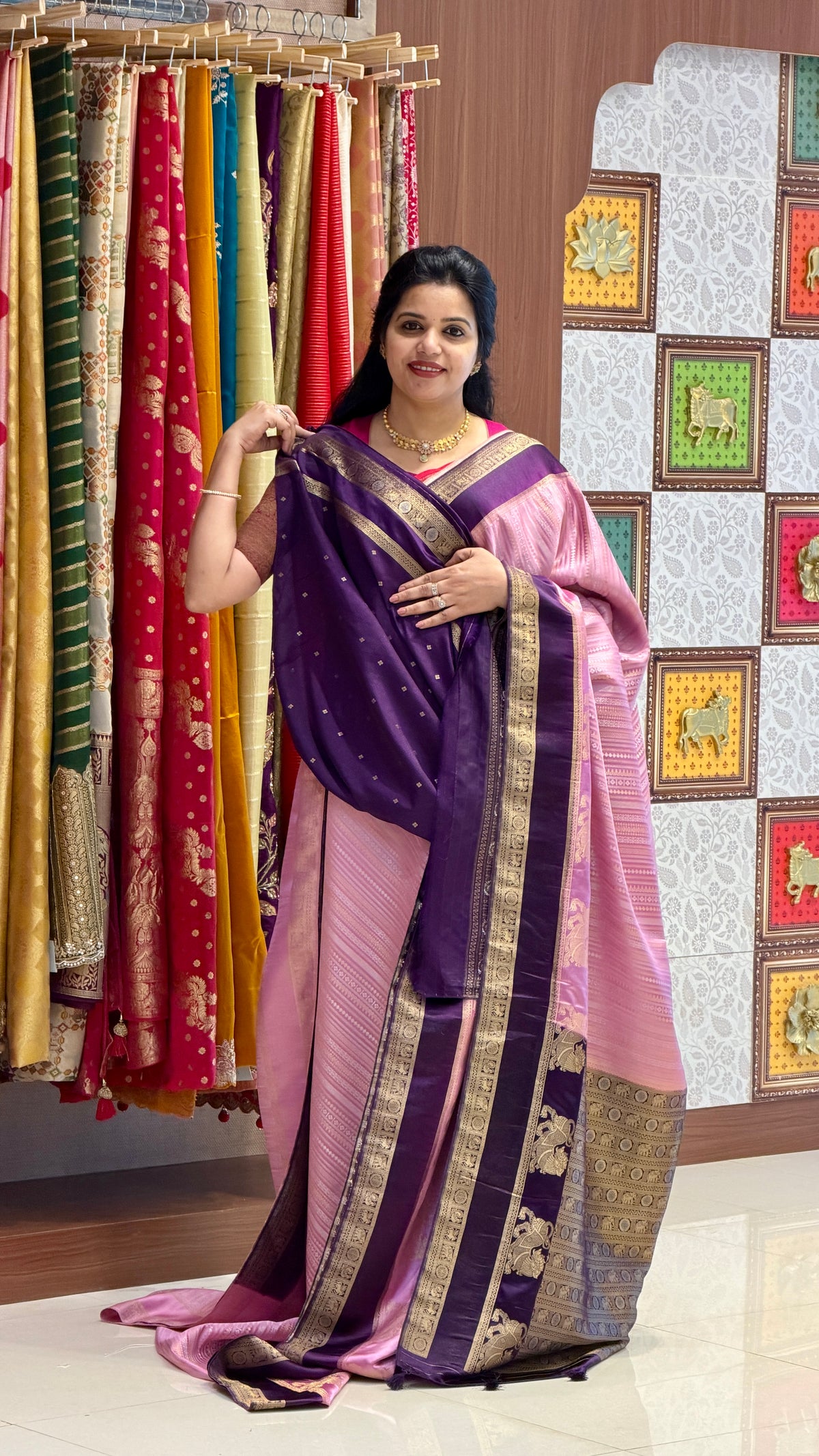 SATIN CREPE SUV5629-ONIONPINK WITH PURPLE