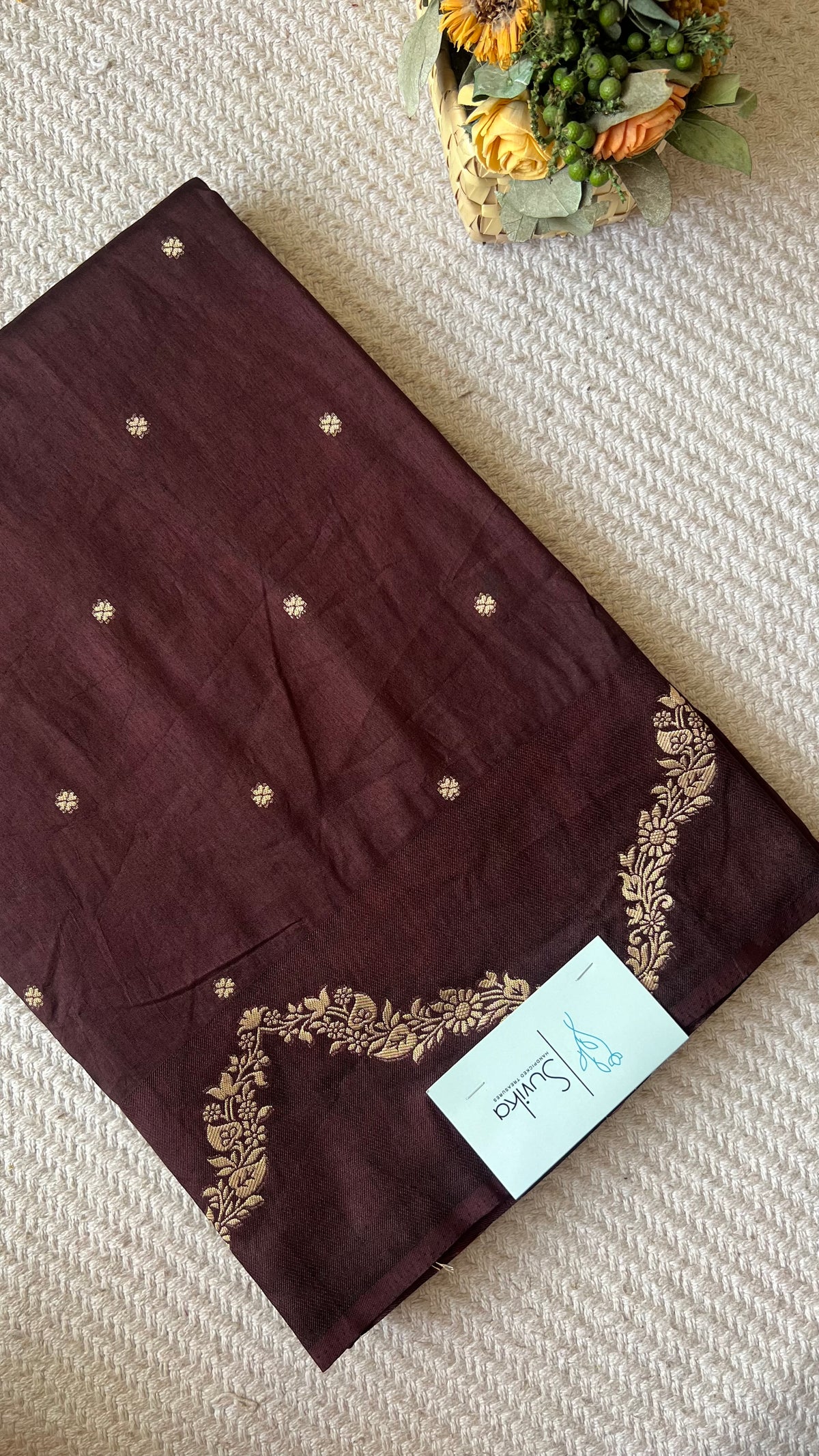 Crepe silk saree SUV5836-COFFEEBROWN