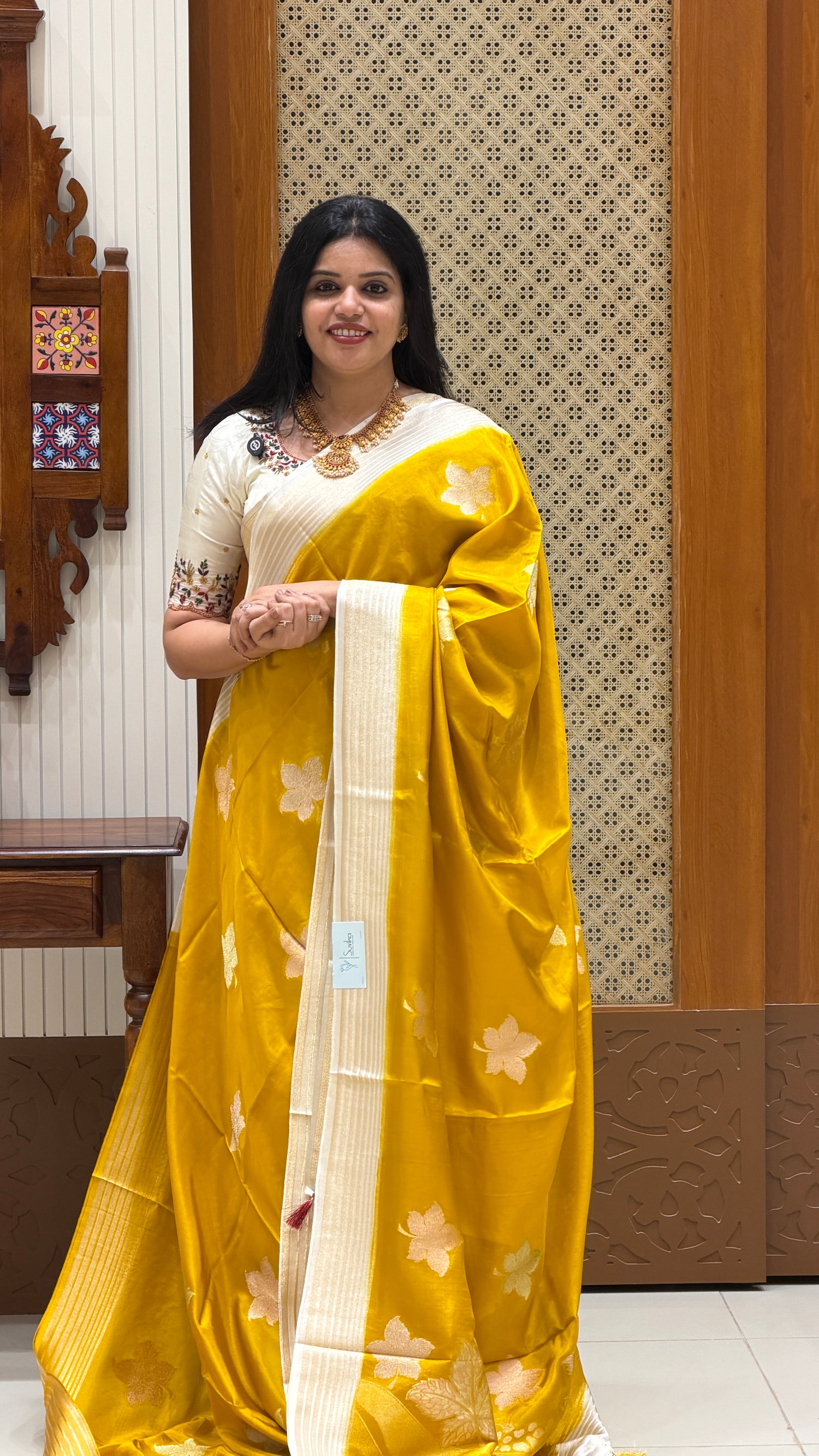 BANARASI CREPE SILK SUV4852-MUSTARD WITH OFFWHITE