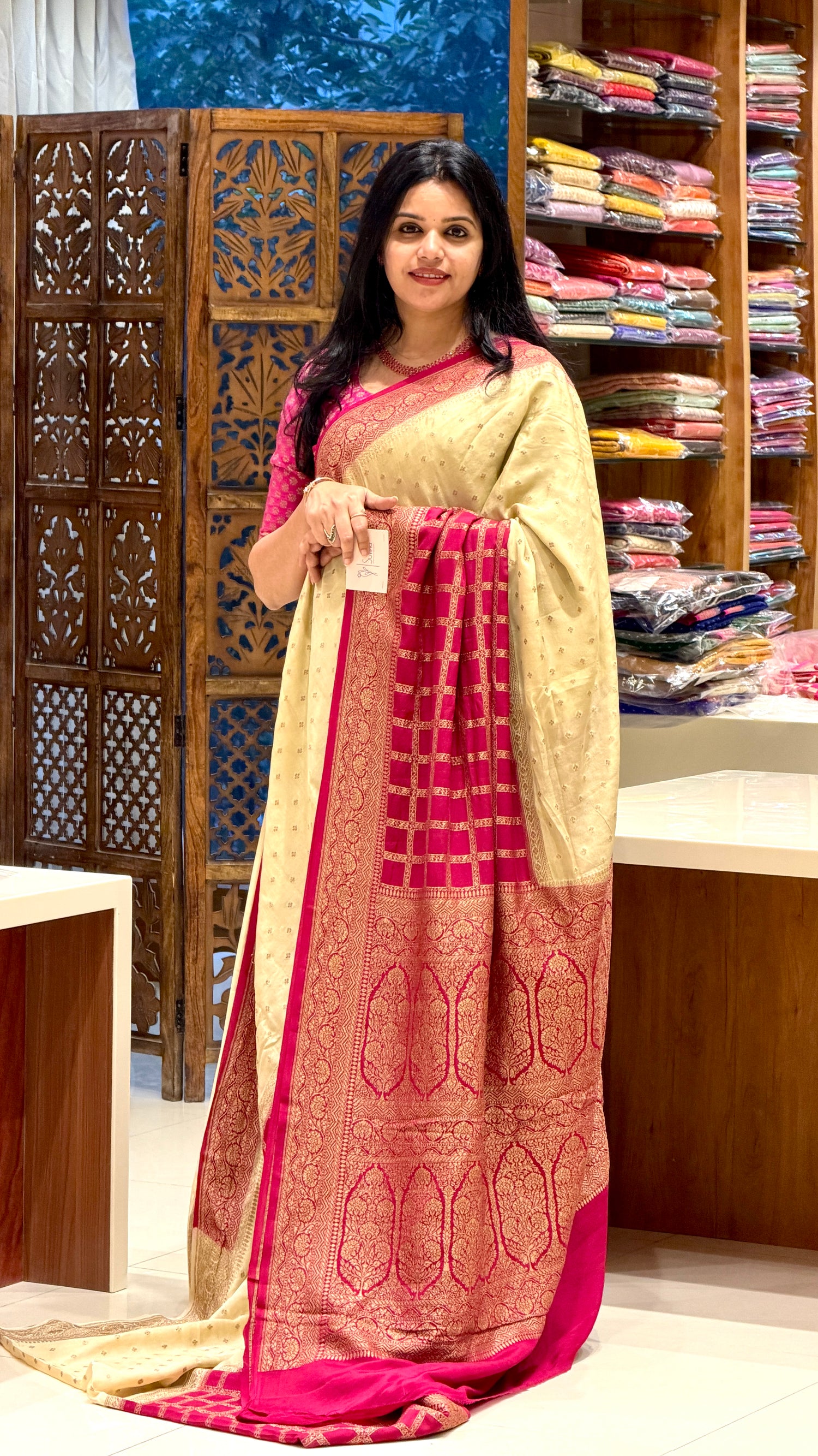 PSJV313-PINK PURE BANARASI CREPE