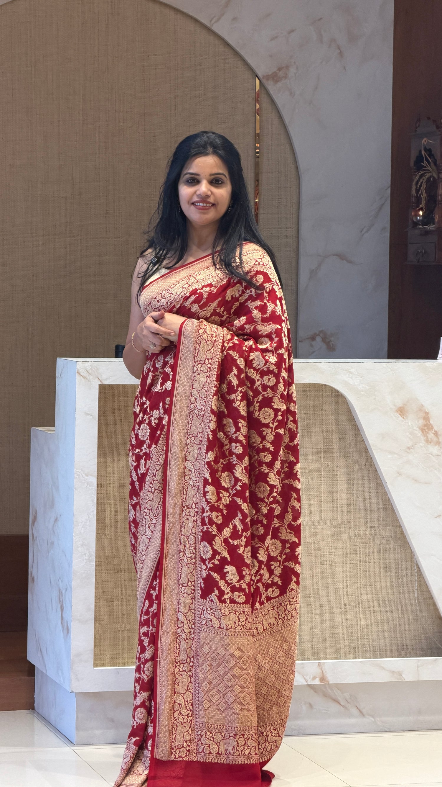 SUP1040-RED PURE GEORGETTE