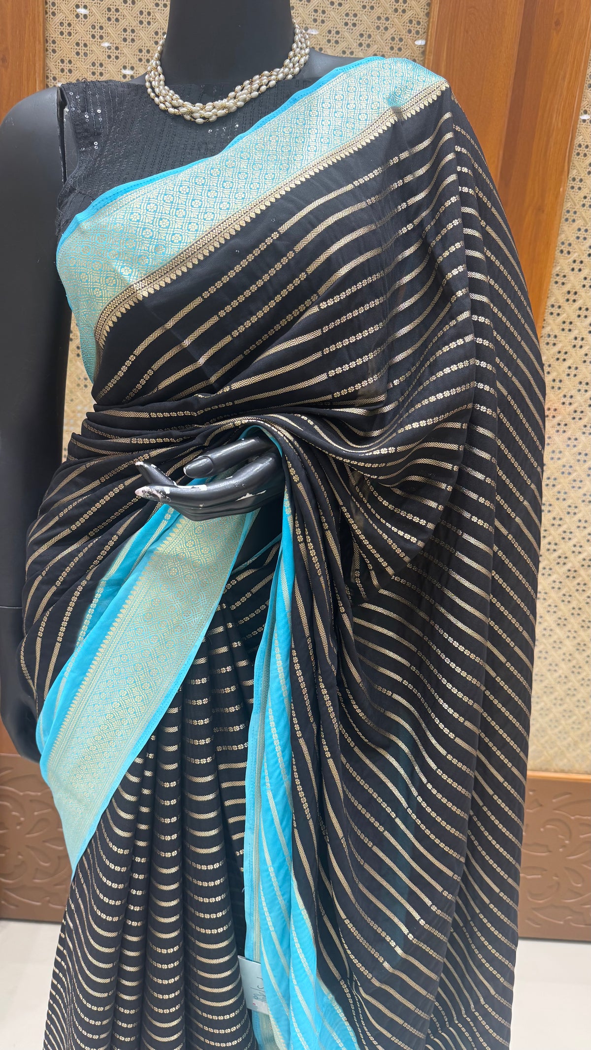 MYSORE CRAPE SUV2733-BLACK WITH BLUE