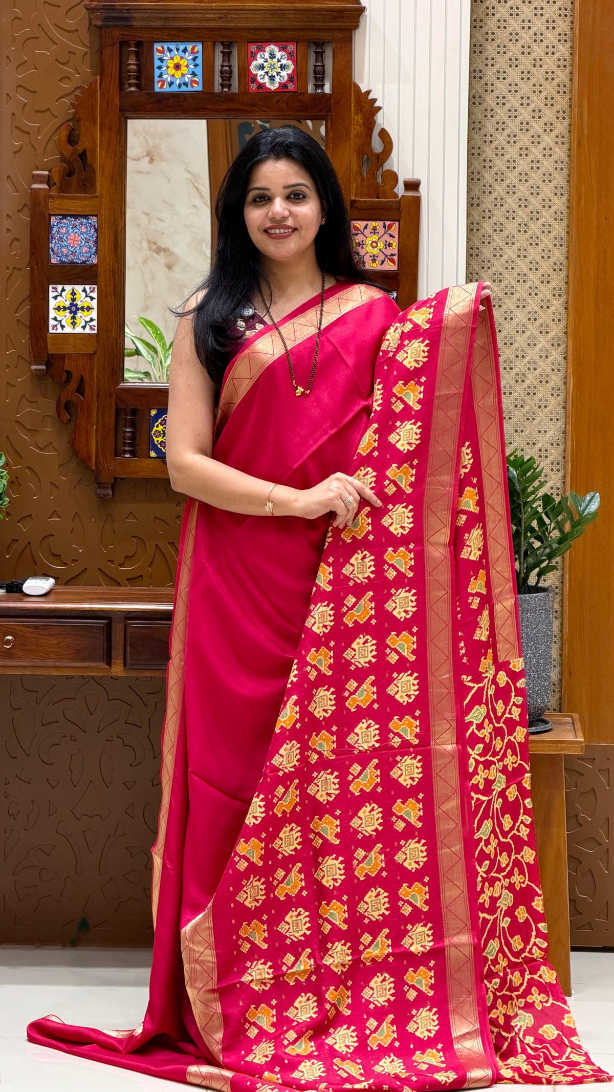 PRINTED CREPE SUV5779-DARKPINK