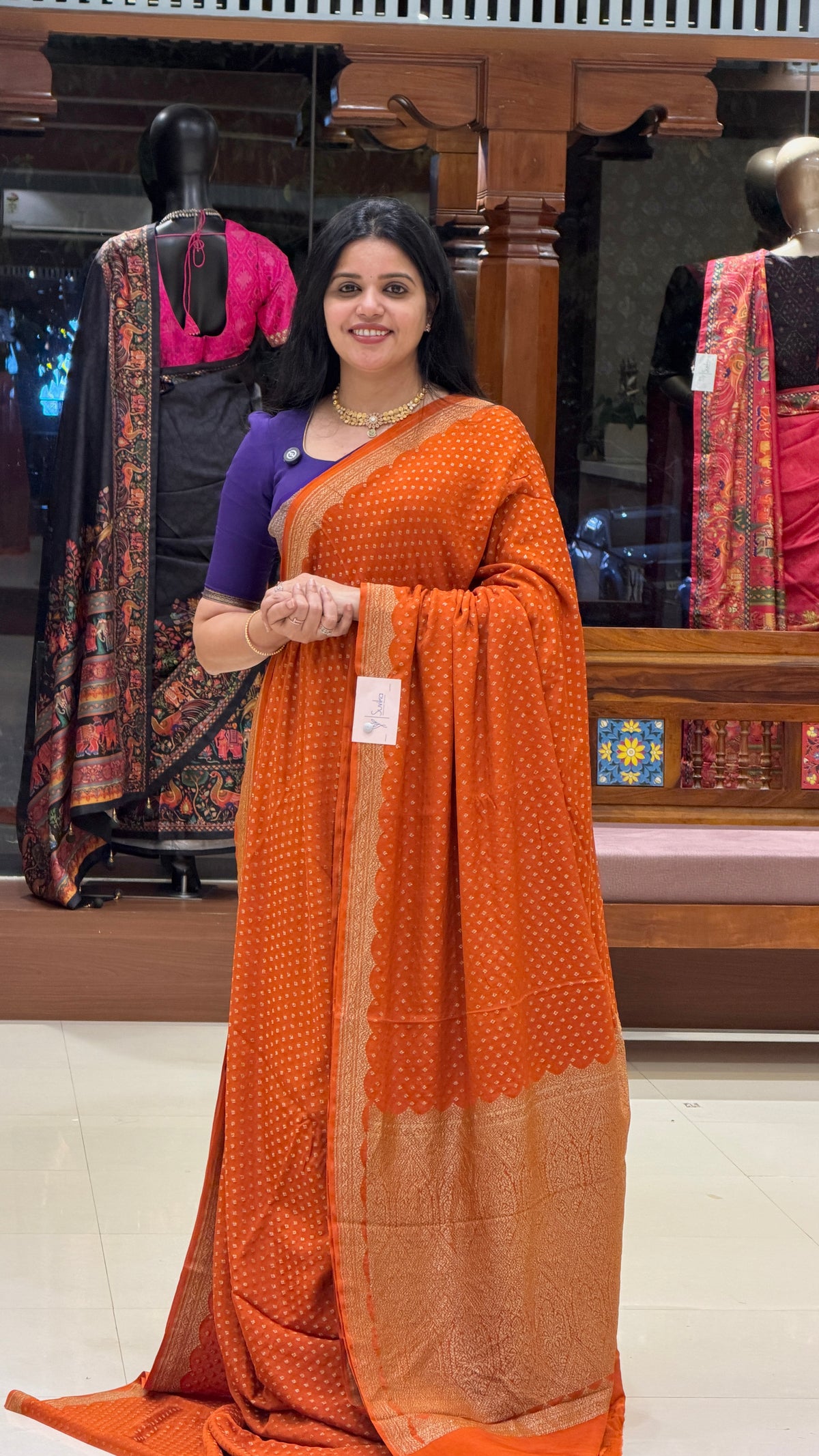 PURE BANARASI CREPE PSB75-RUSTORANGE