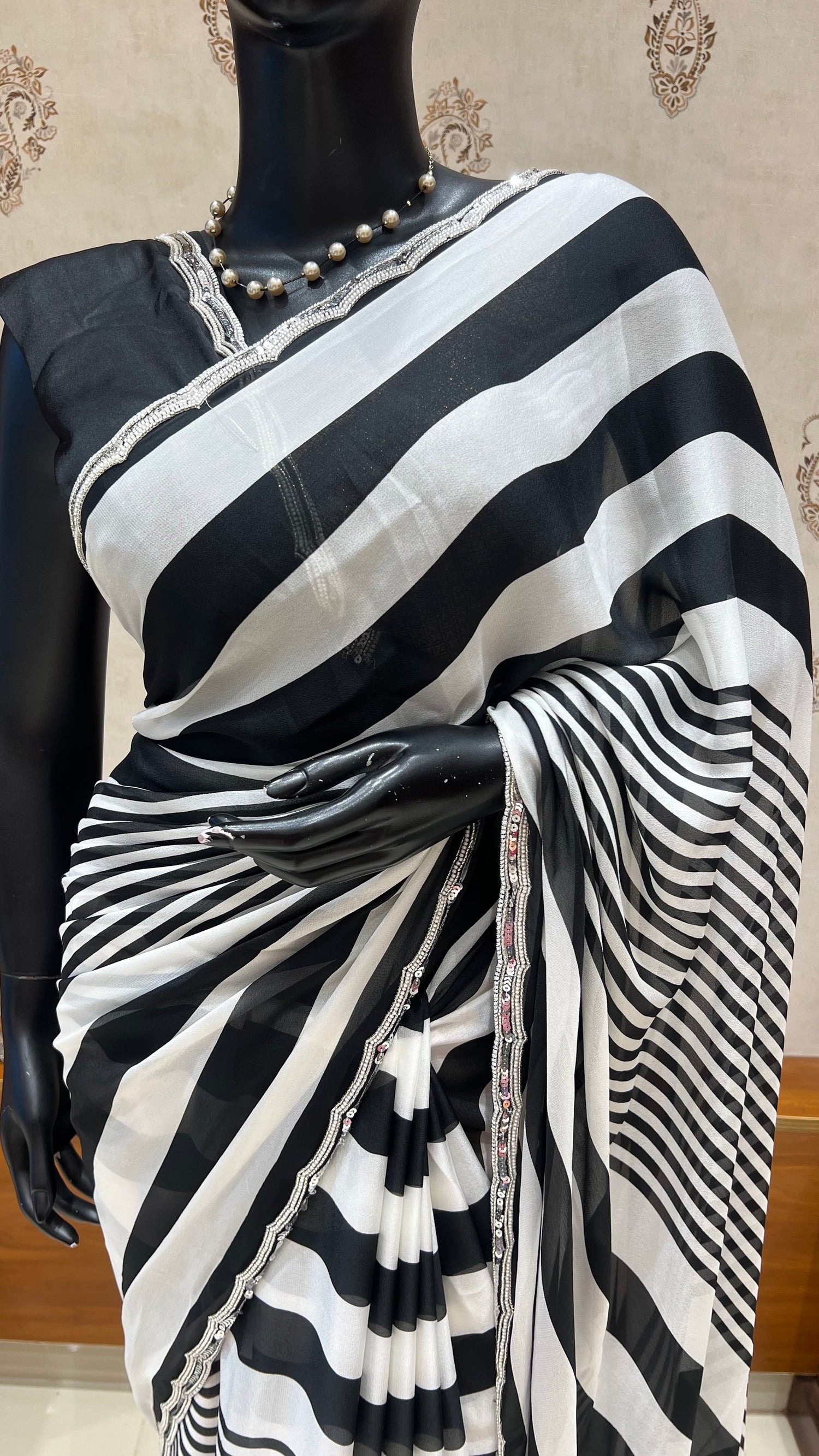 SEMI GEORGETTE SILK SAREE SUV5308-BLACK