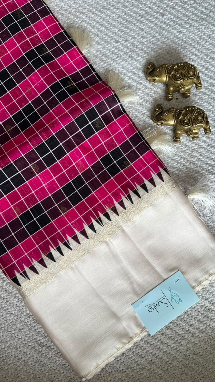 CHECKS101 CREPE SILK SUV5817-PINK