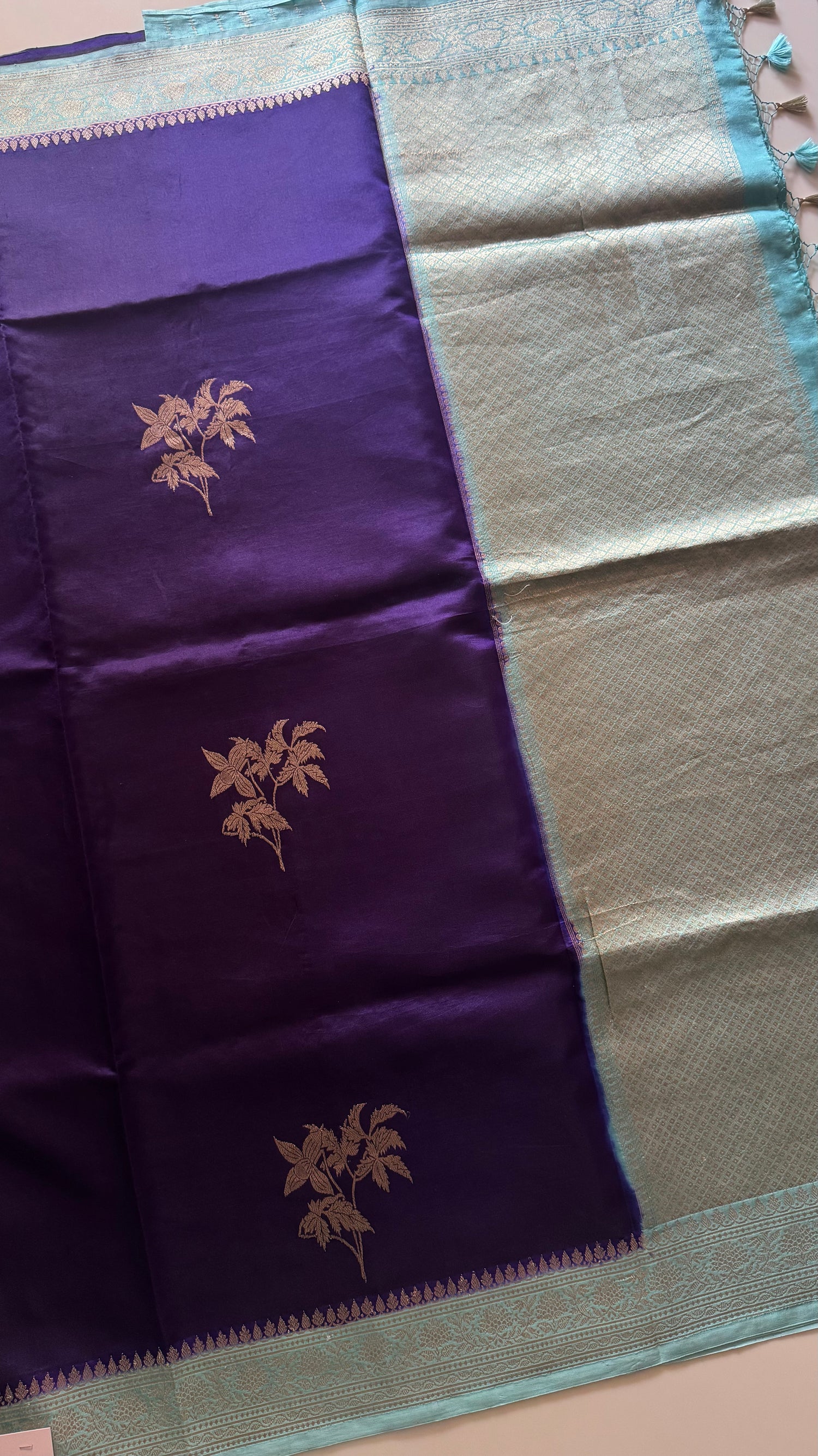 PURE BANARASI  SILK PSGM454-PURPLE WITH SEABLUE
