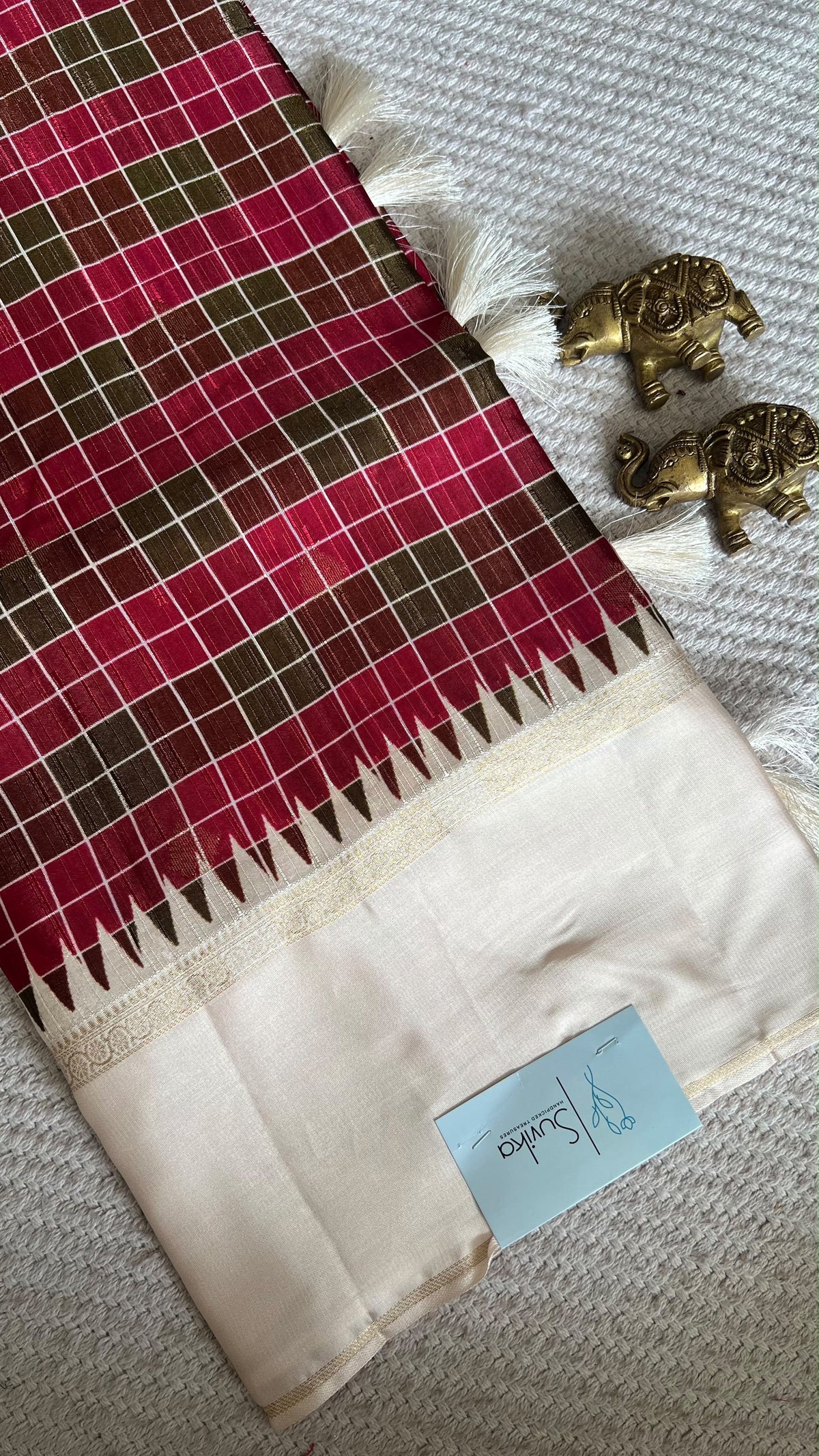 CHECKS101 CREPE SILK SUV5817-RED