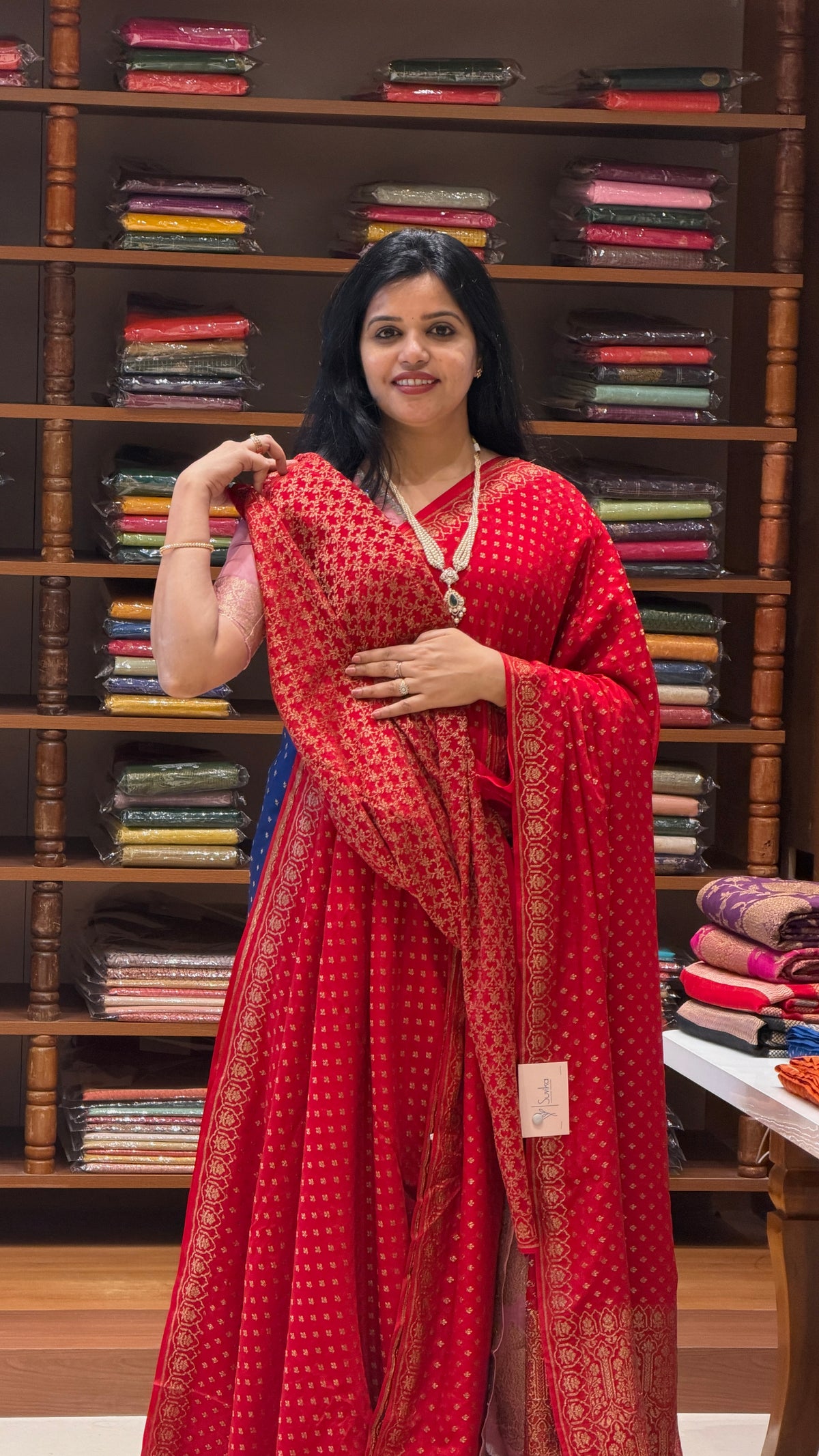 PURE BANARASI CREPE SAREE PSGM484-RED
