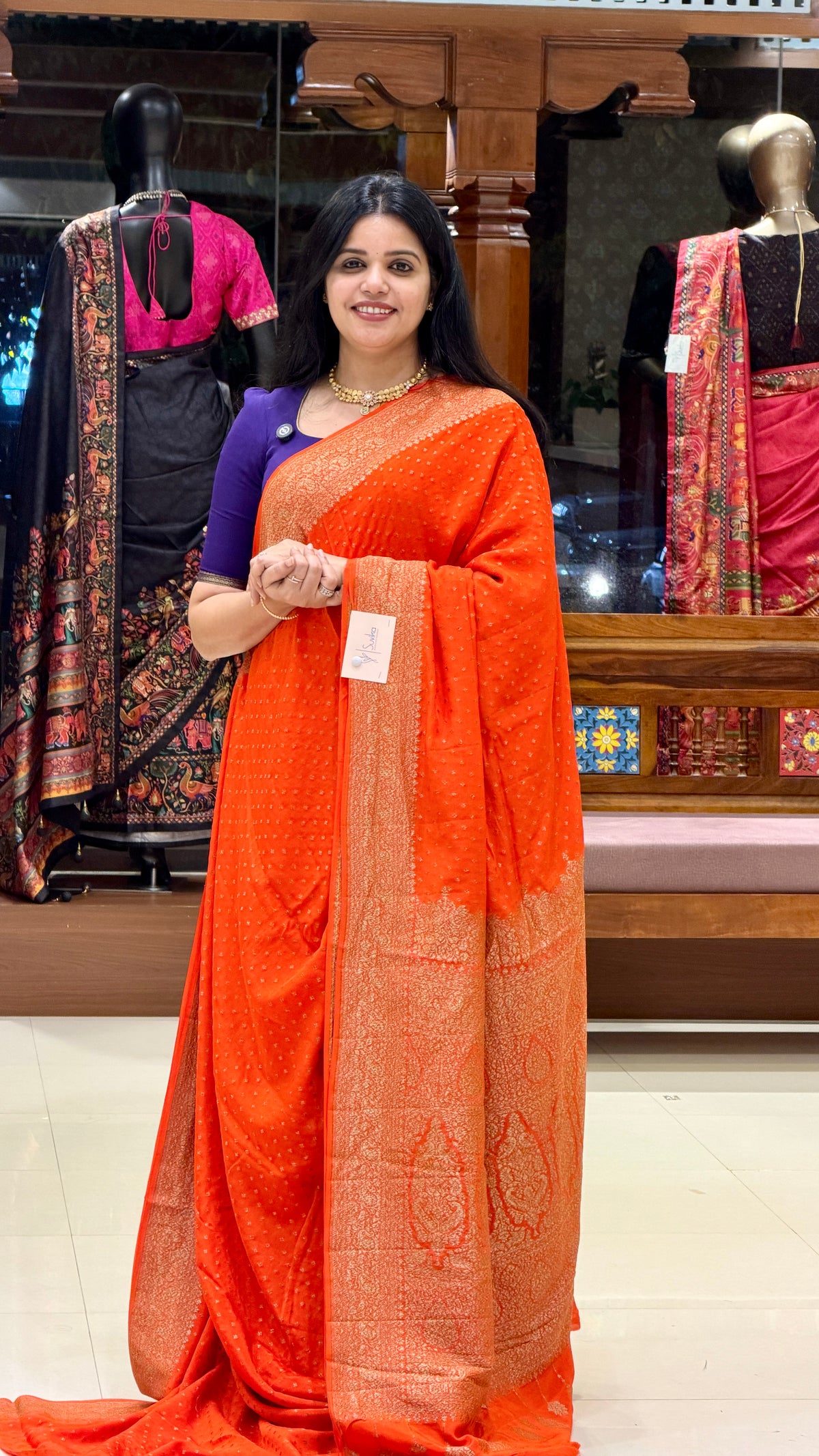 PURE BANARASI CREPE PSJV286-ORANGE
