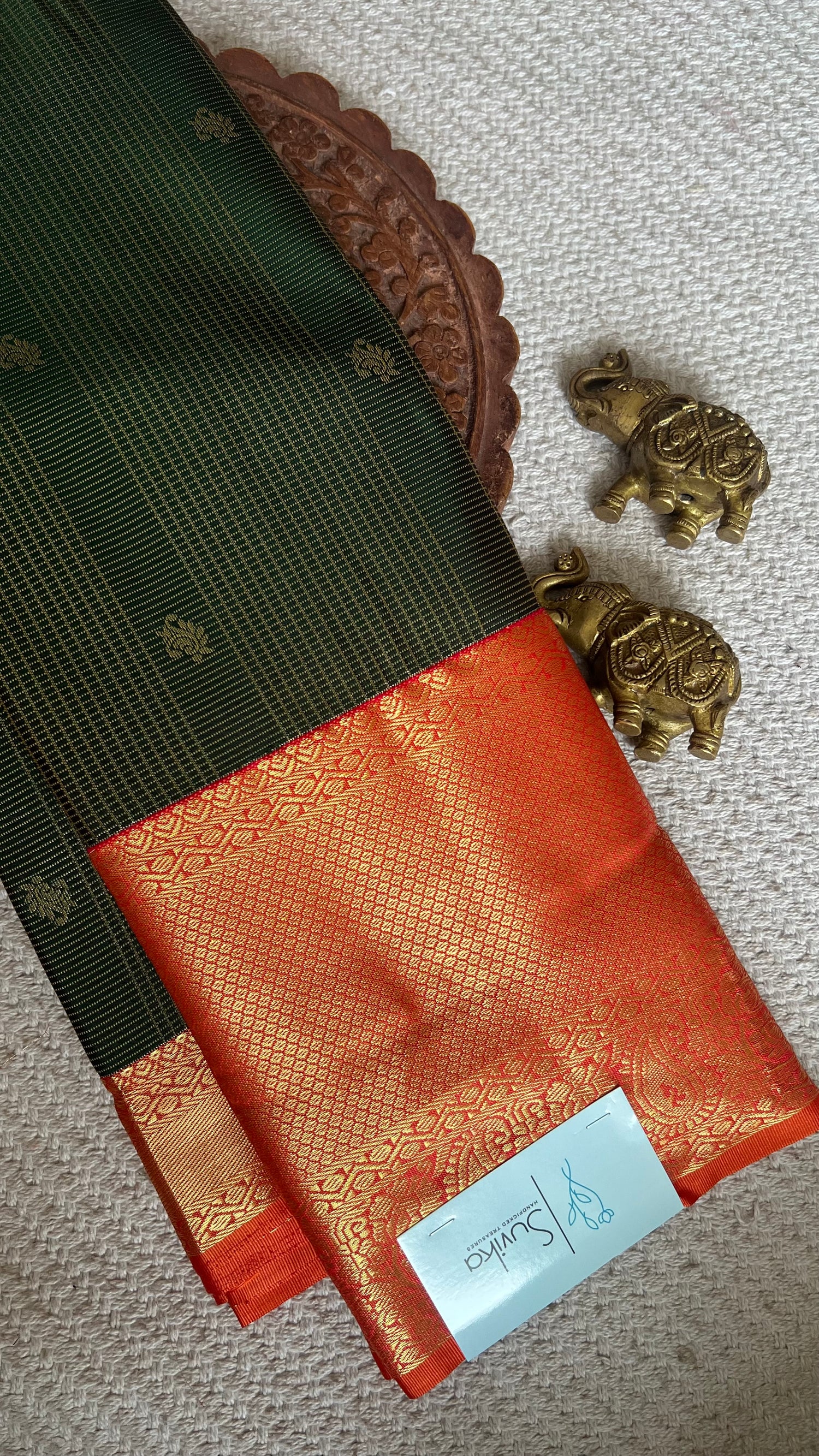 KANJIVARAM SILK SAREE SSUV5611-BOTTLEGREEN